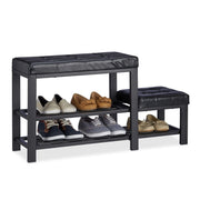 Schuhbank mit Hocker Schwarz von Relaxdays