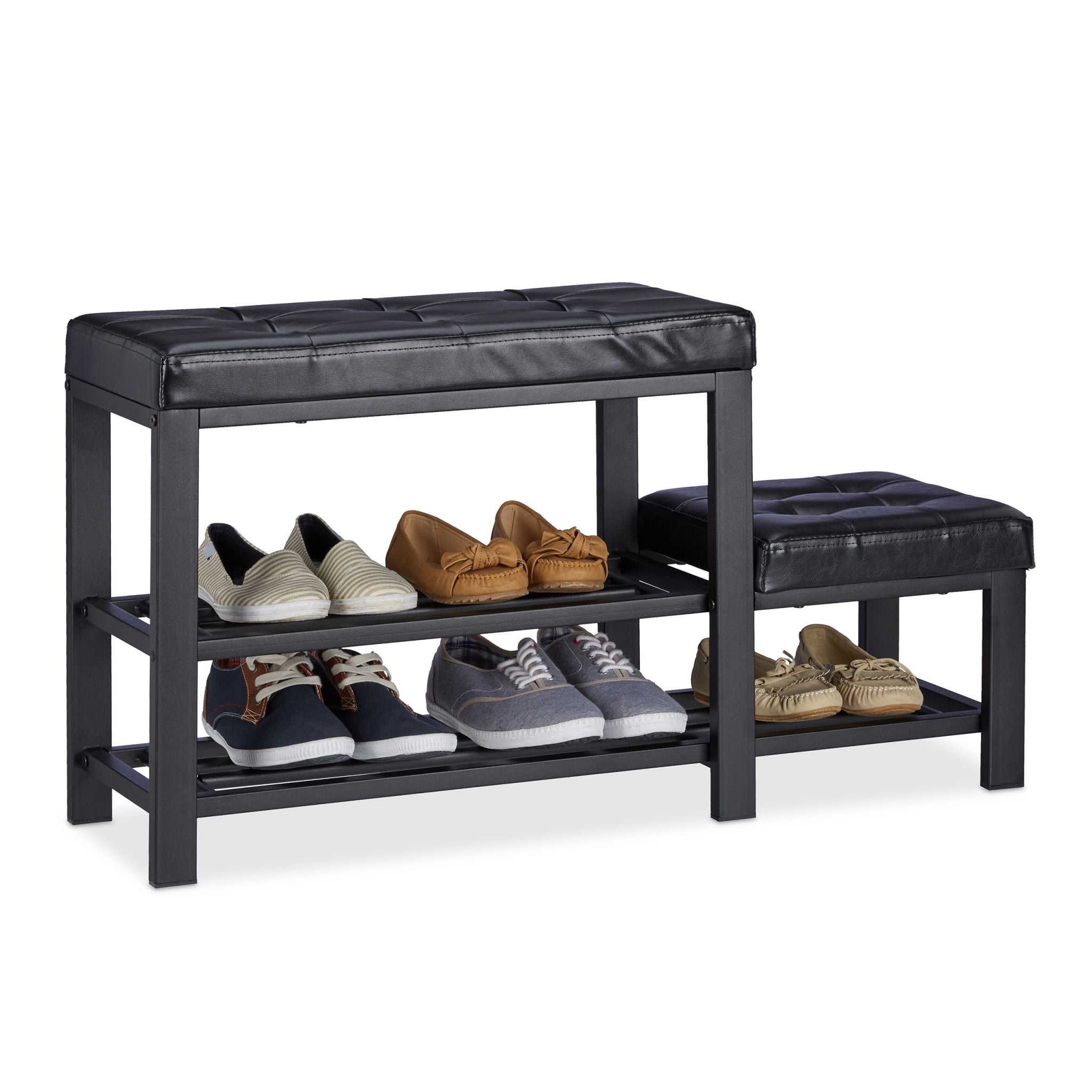 Schuhbank mit Hocker Schwarz von Relaxdays