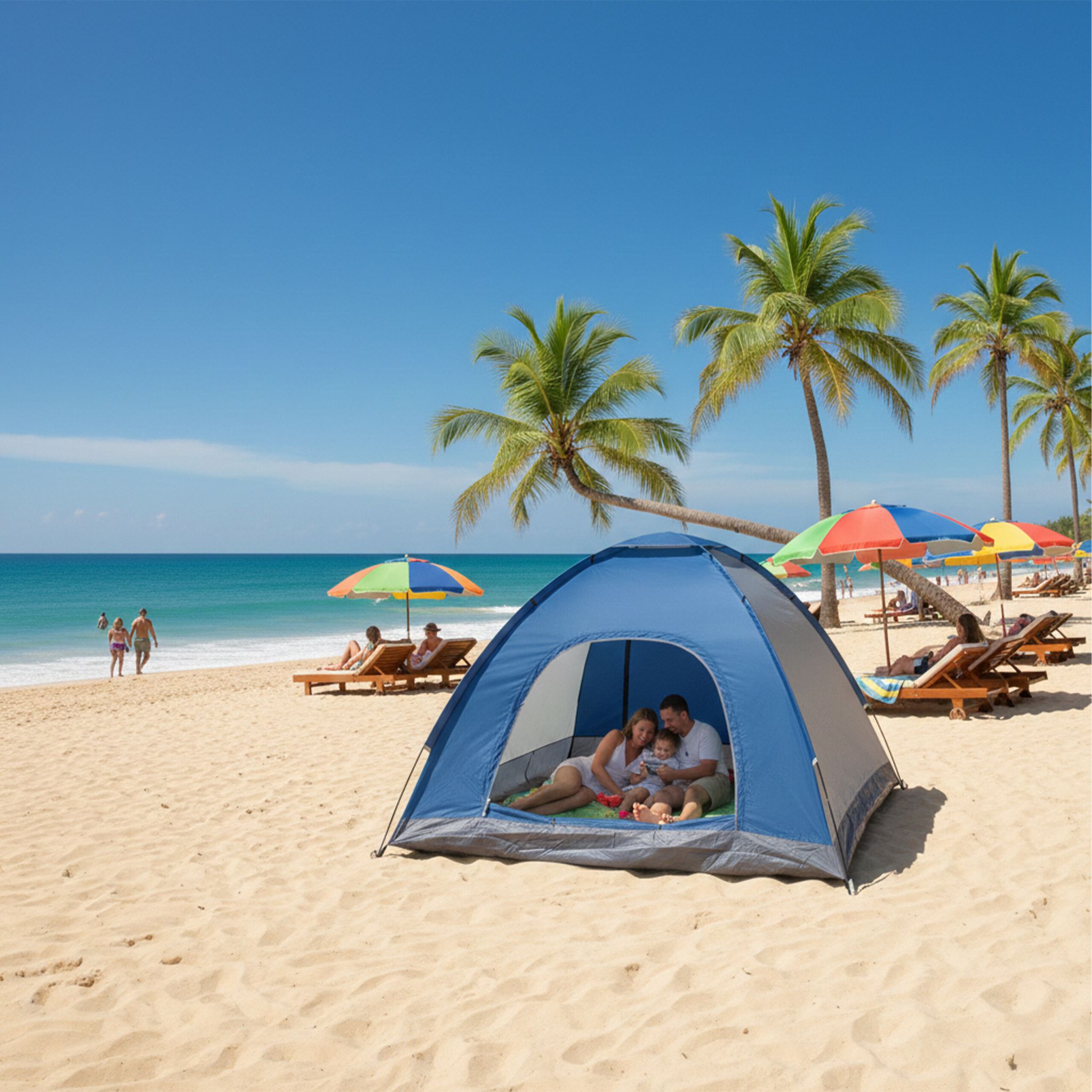 Pop Up Zelt Strand Anthrazit-Dunkelblau-Grau
