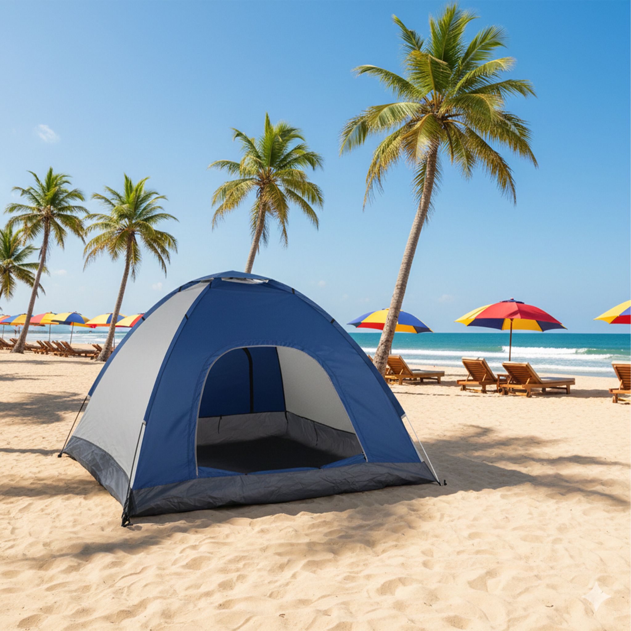Pop Up Zelt Strand Anthrazit-Dunkelblau-Grau