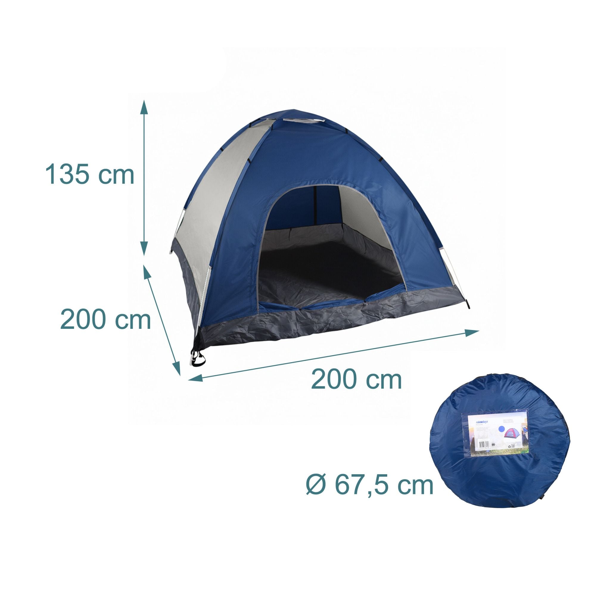 Pop Up Zelt Strand Anthrazit-Dunkelblau-Grau