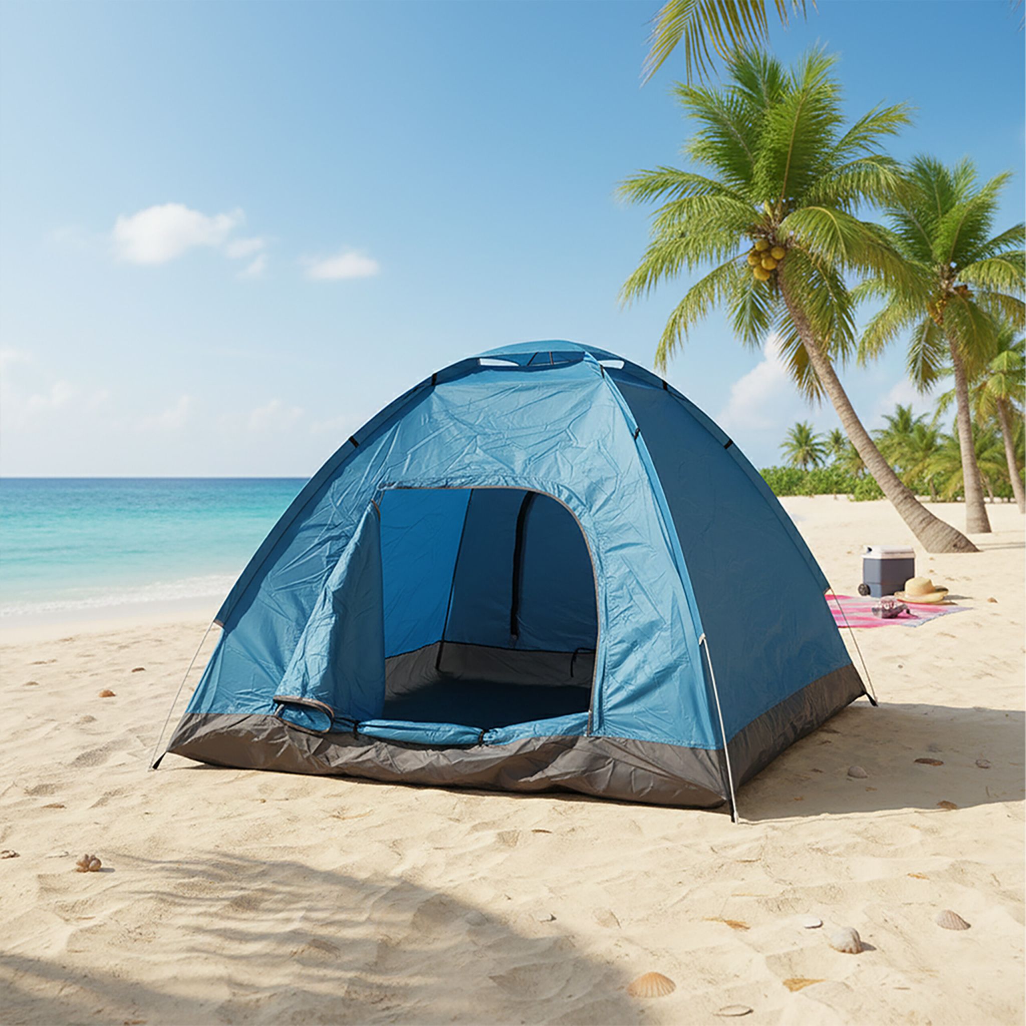 Pop Up Zelt Strand Anthrazit-Blau