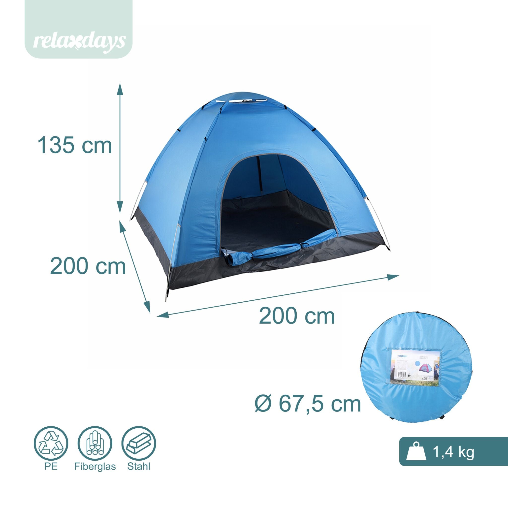 Pop Up Zelt Strand Anthrazit-Blau