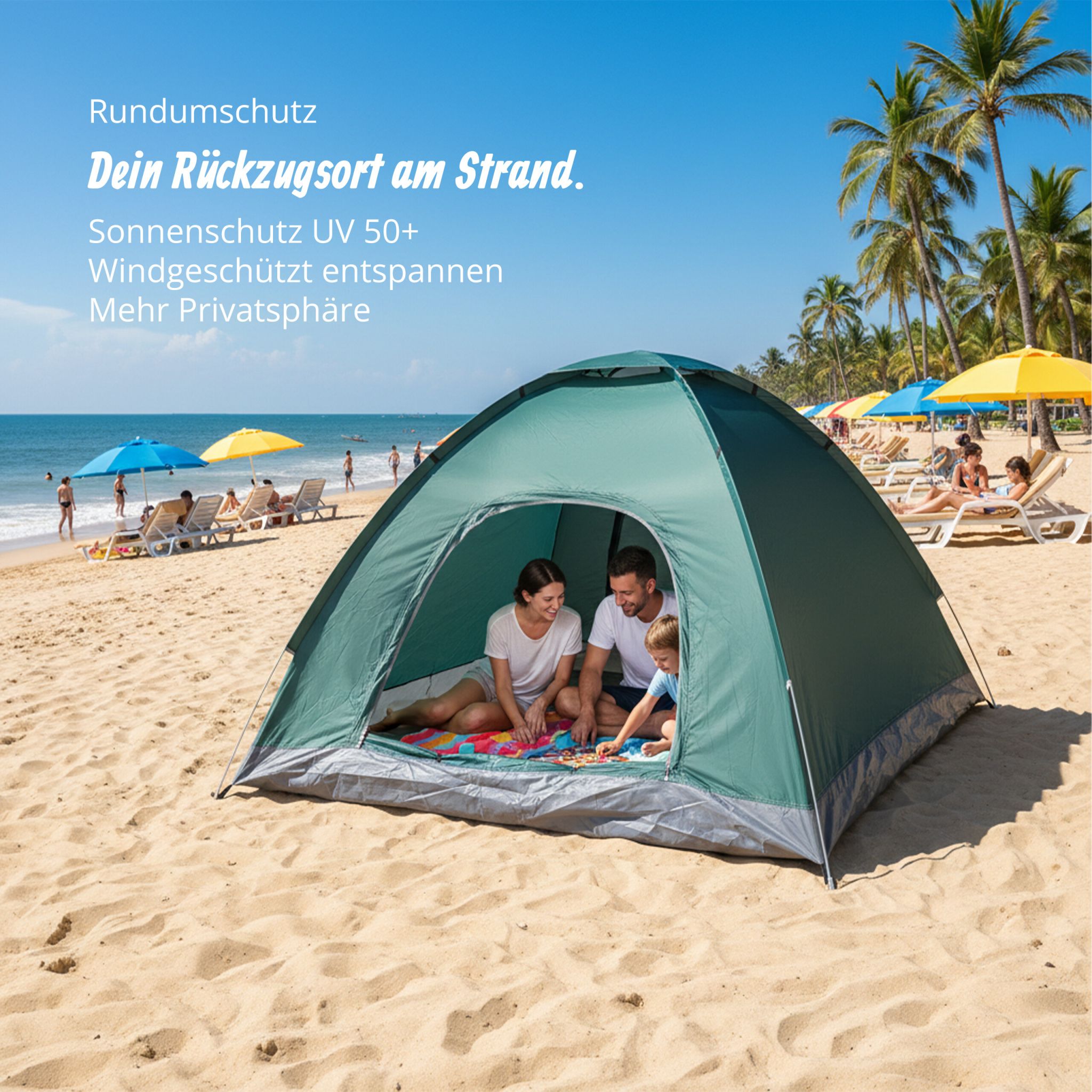 Pop Up Zelt Strand Grün-Grau