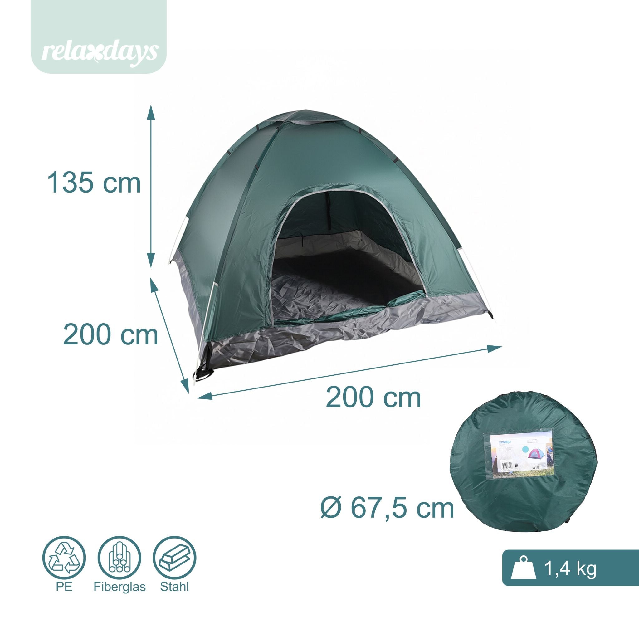 Pop Up Zelt Strand Grün-Grau