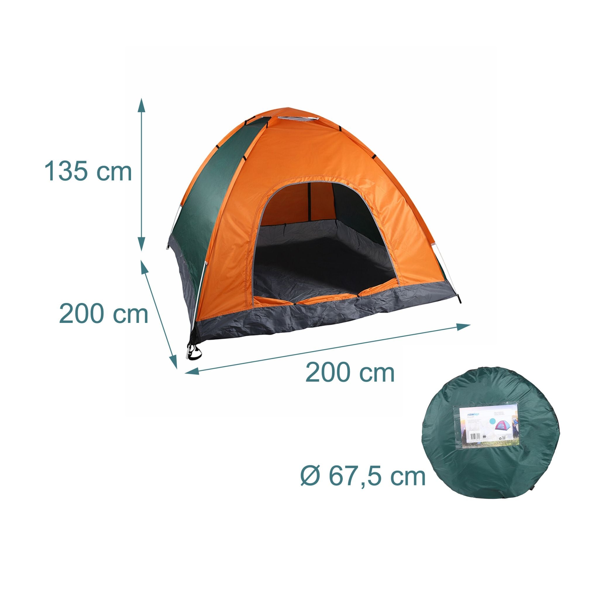 Pop Up Zelt Strand Dunkelgrün-Orange-Grau