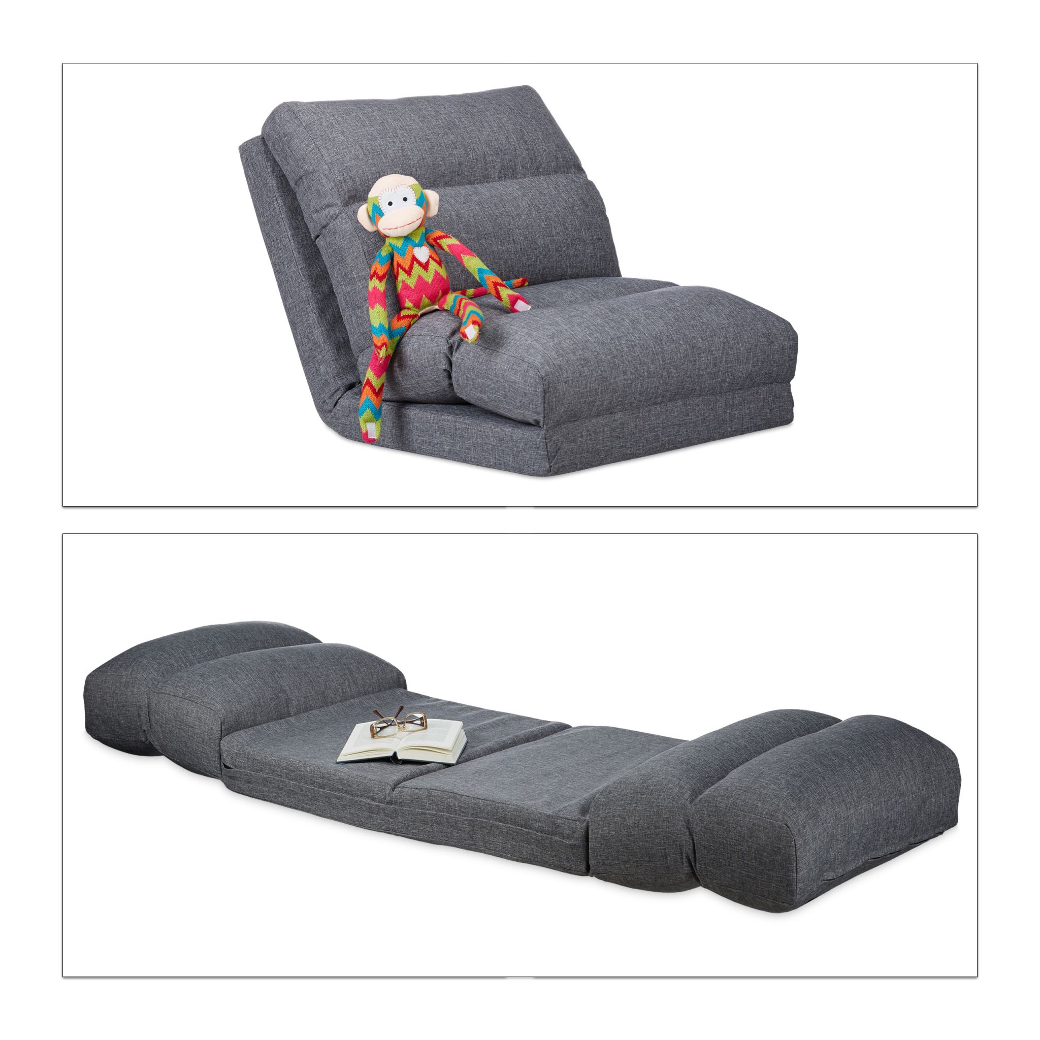 Relaxliege Sessel faltbar Anthrazit von Relaxdays