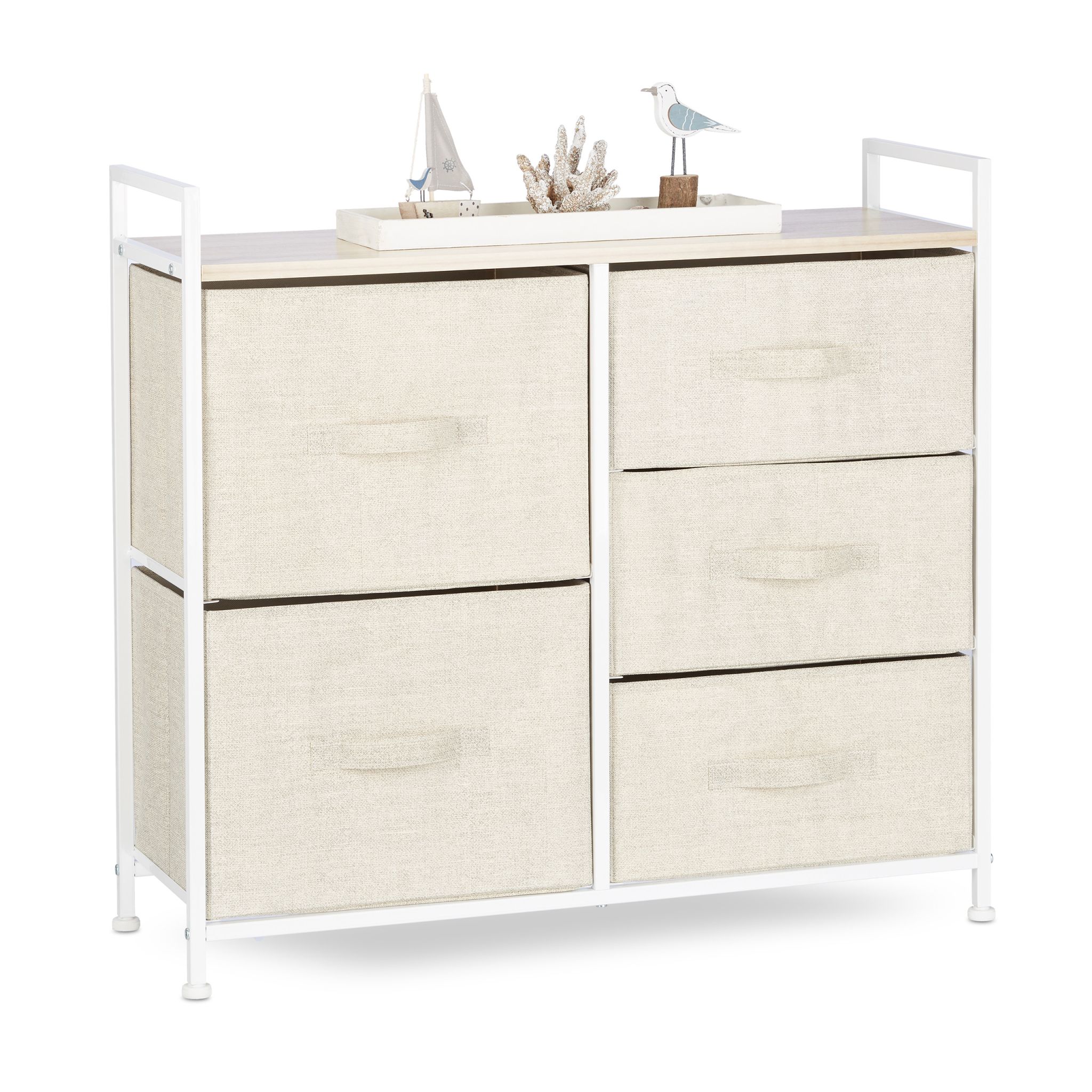 Regalsystem Weiss-Creme-Hellbraun von Relaxdays