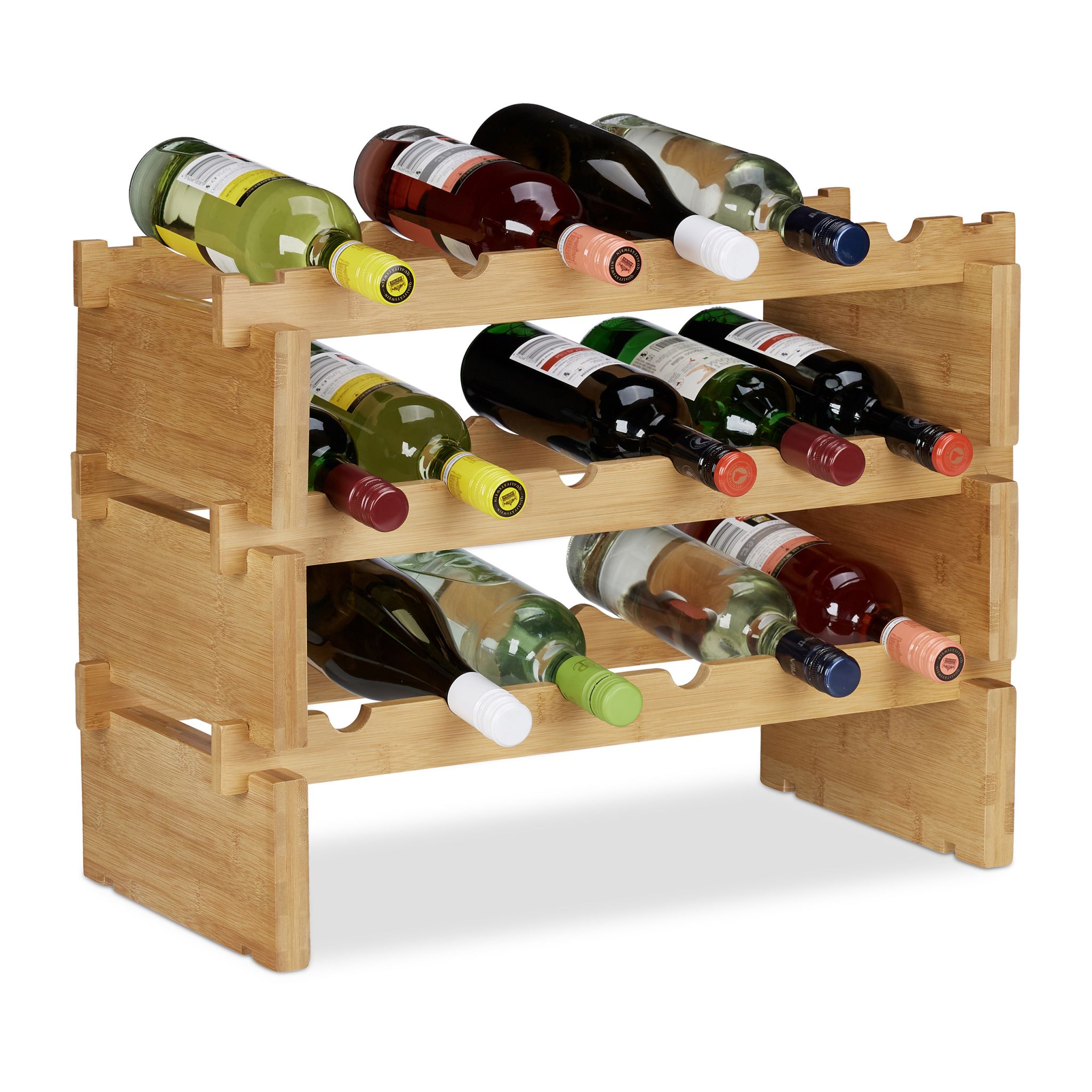 Stapelbares Weinregal Bambus Hellbraun von Relaxdays