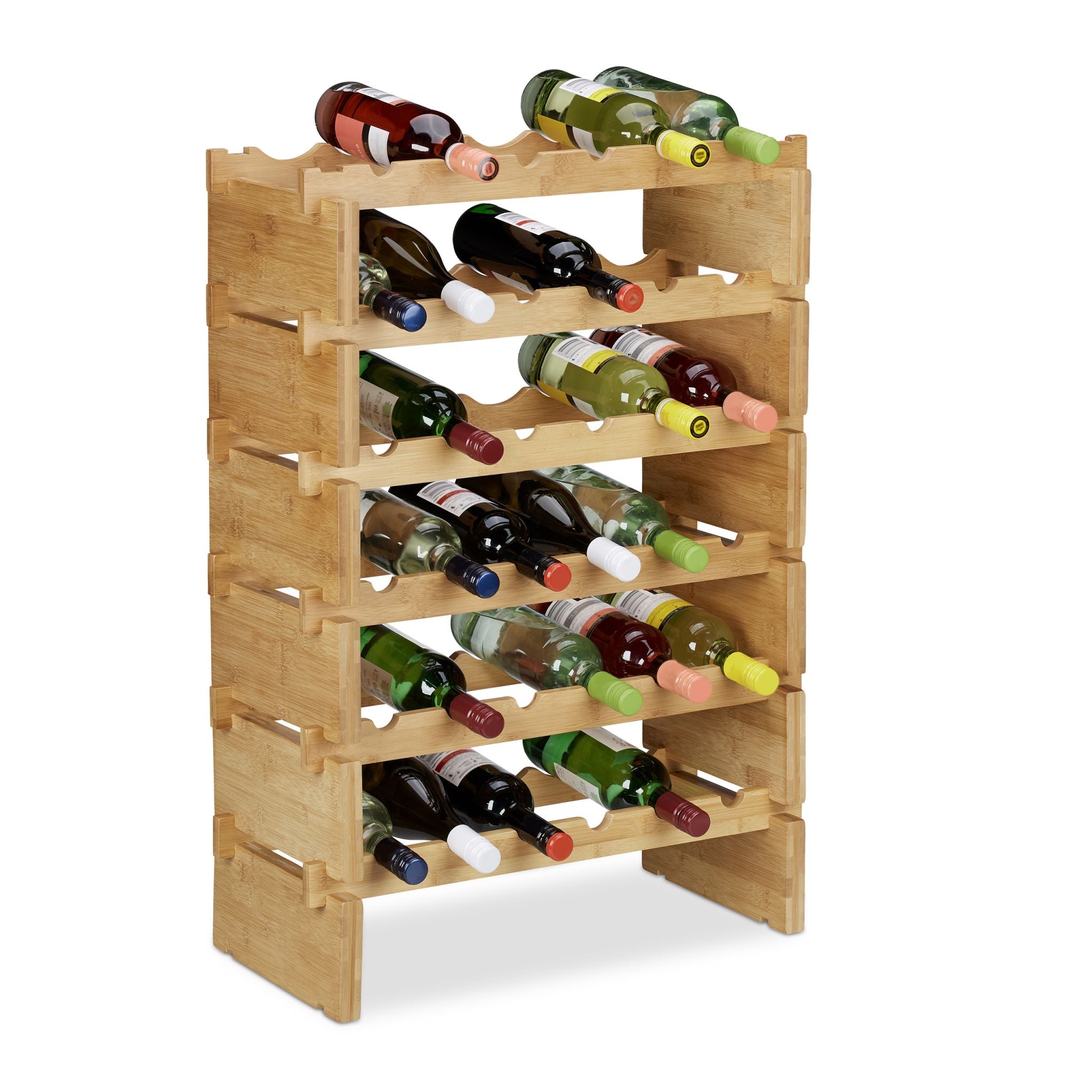 Stapelbares Weinregal Bambus Hellbraun von Relaxdays
