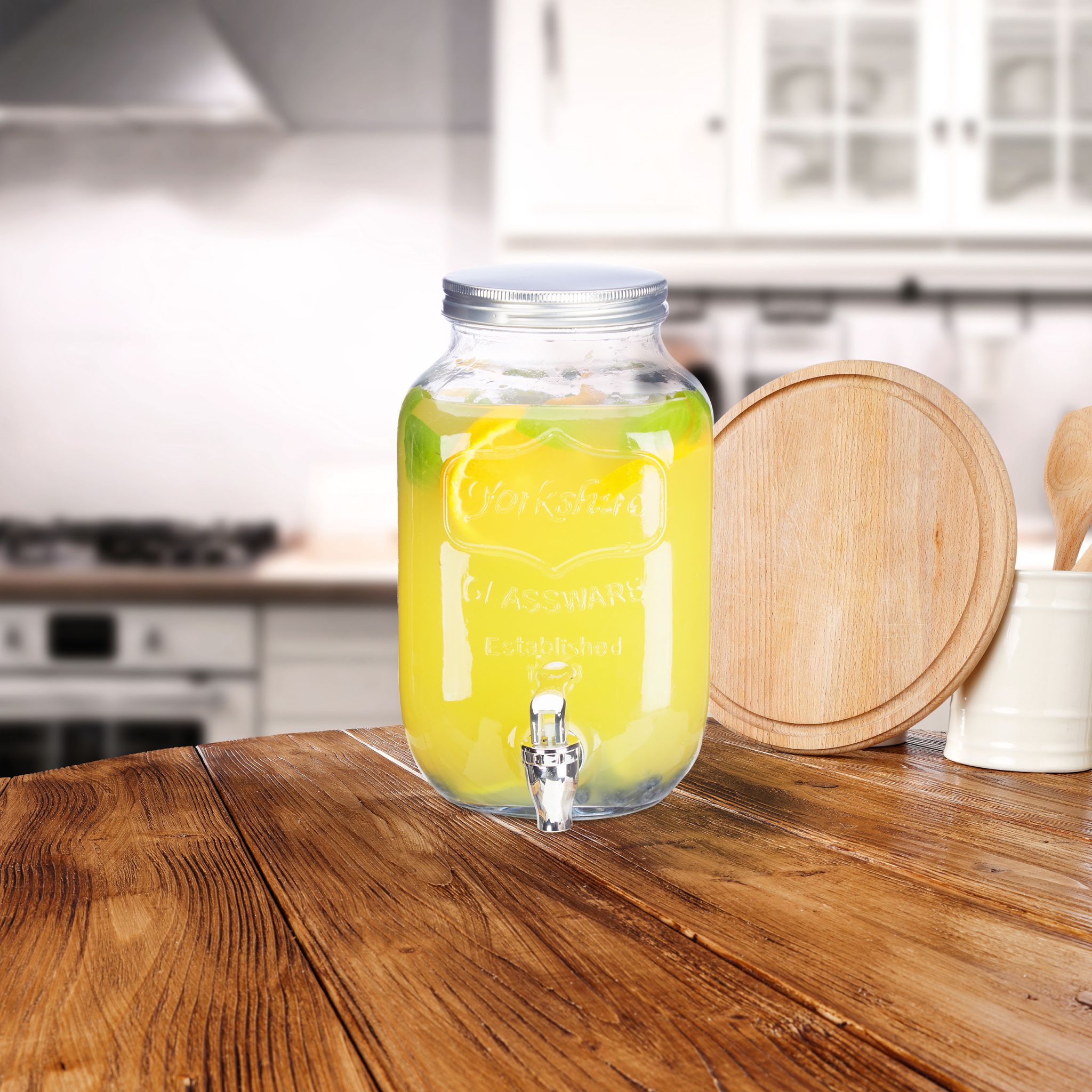 Getränkespender 3,5L Silber-Transparent von Relaxdays