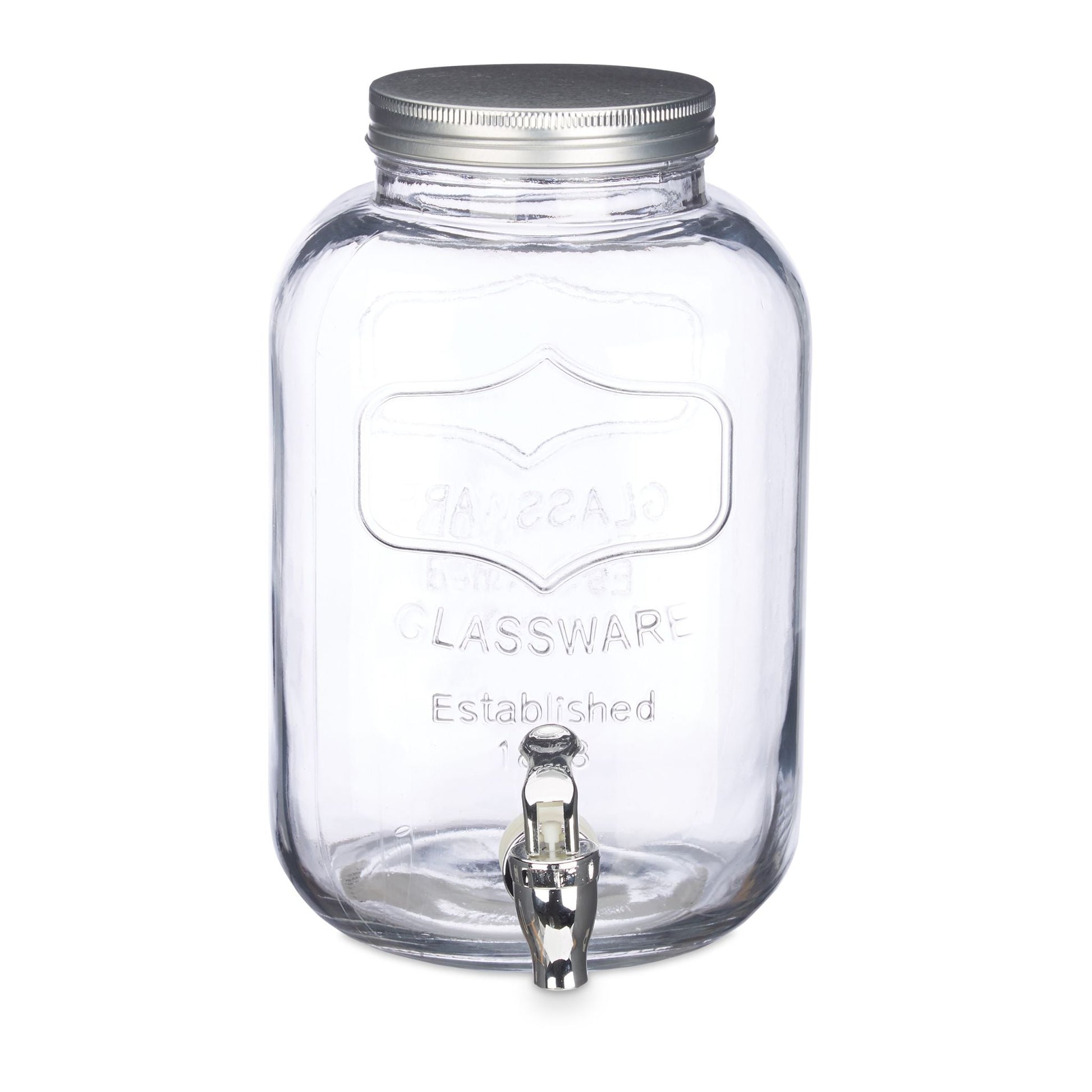Getränkespender 5L Silber-Transparent von Relaxdays