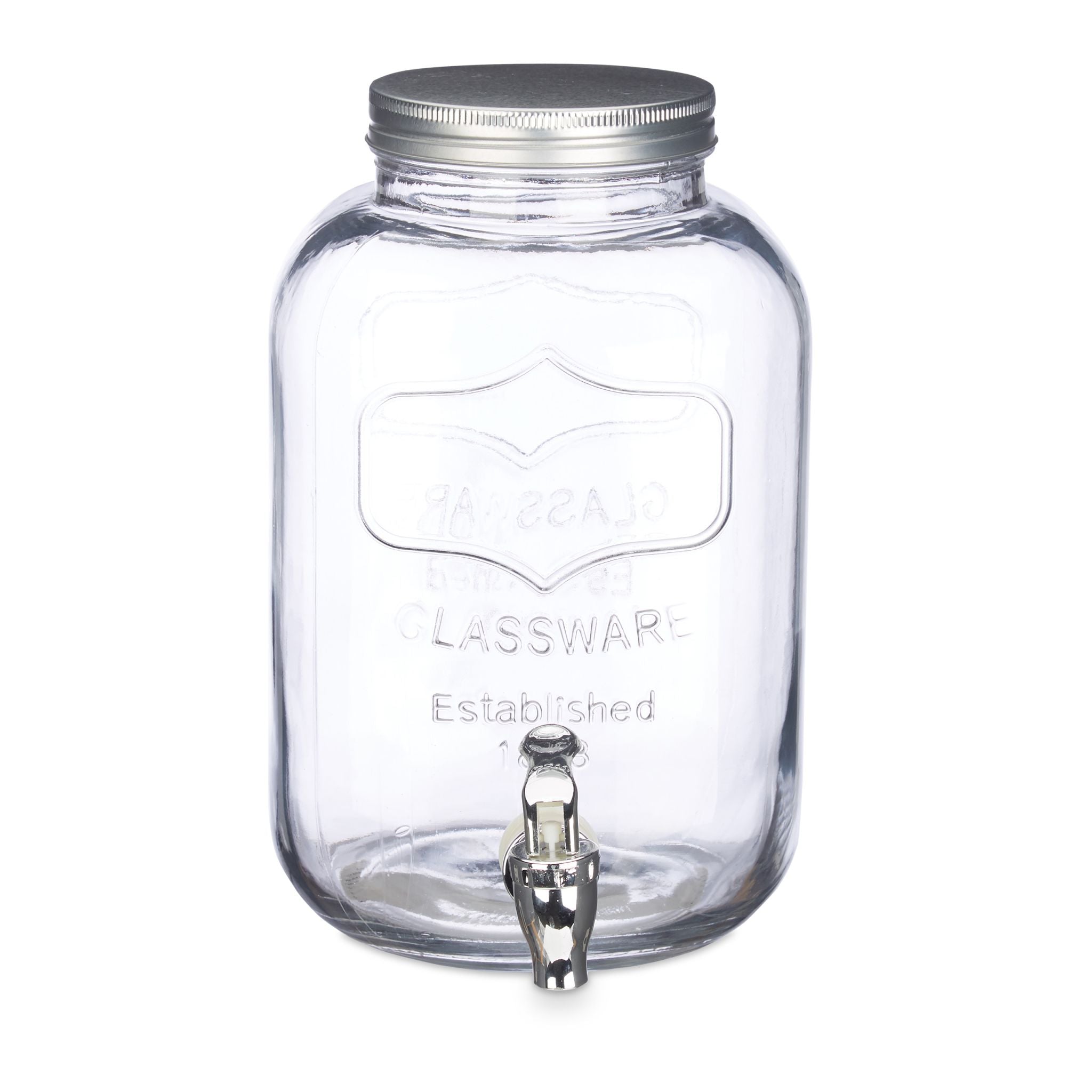 Getränkespender 5L Silber-Transparent von Relaxdays