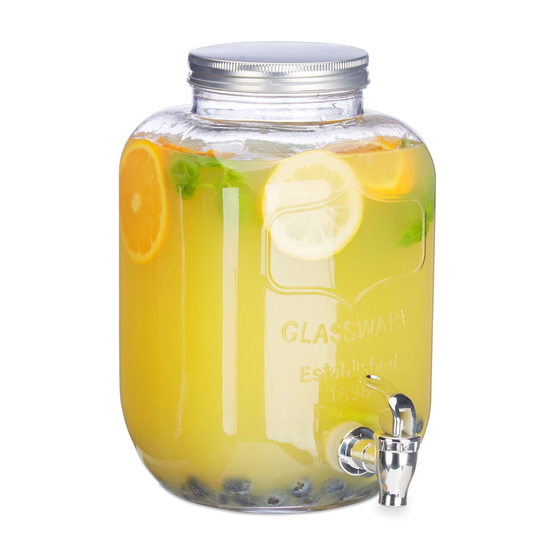 Getränkespender 5L Silber-Transparent von Relaxdays