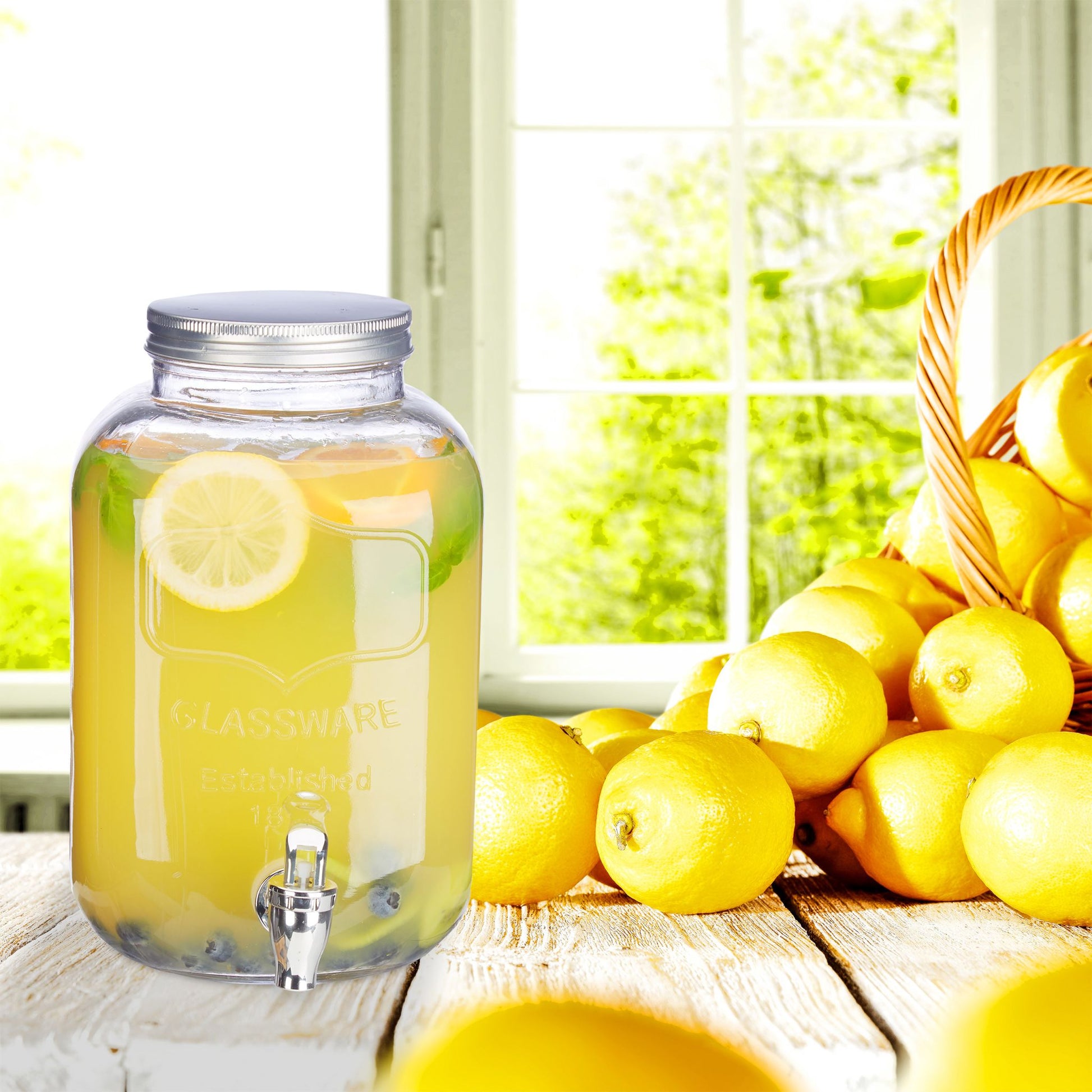Getränkespender 5L Silber-Transparent von Relaxdays