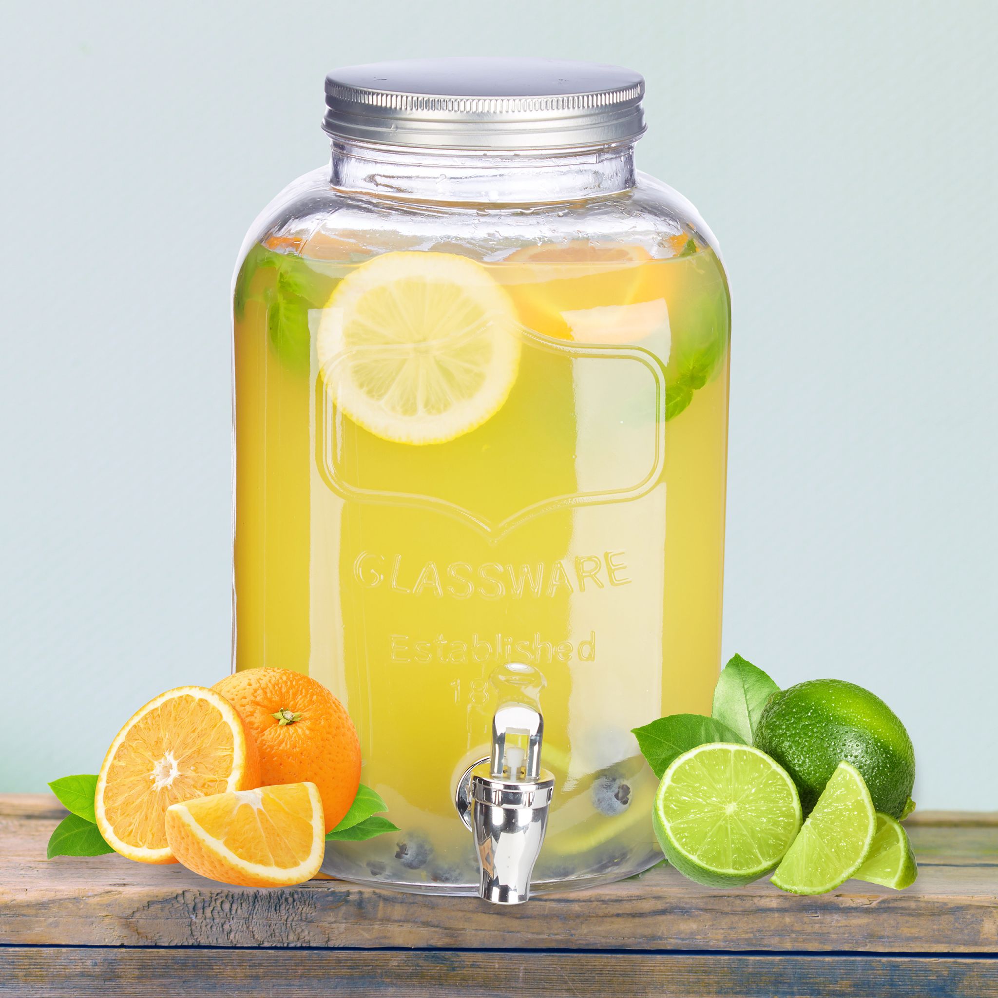 Getränkespender 5L Silber-Transparent von Relaxdays