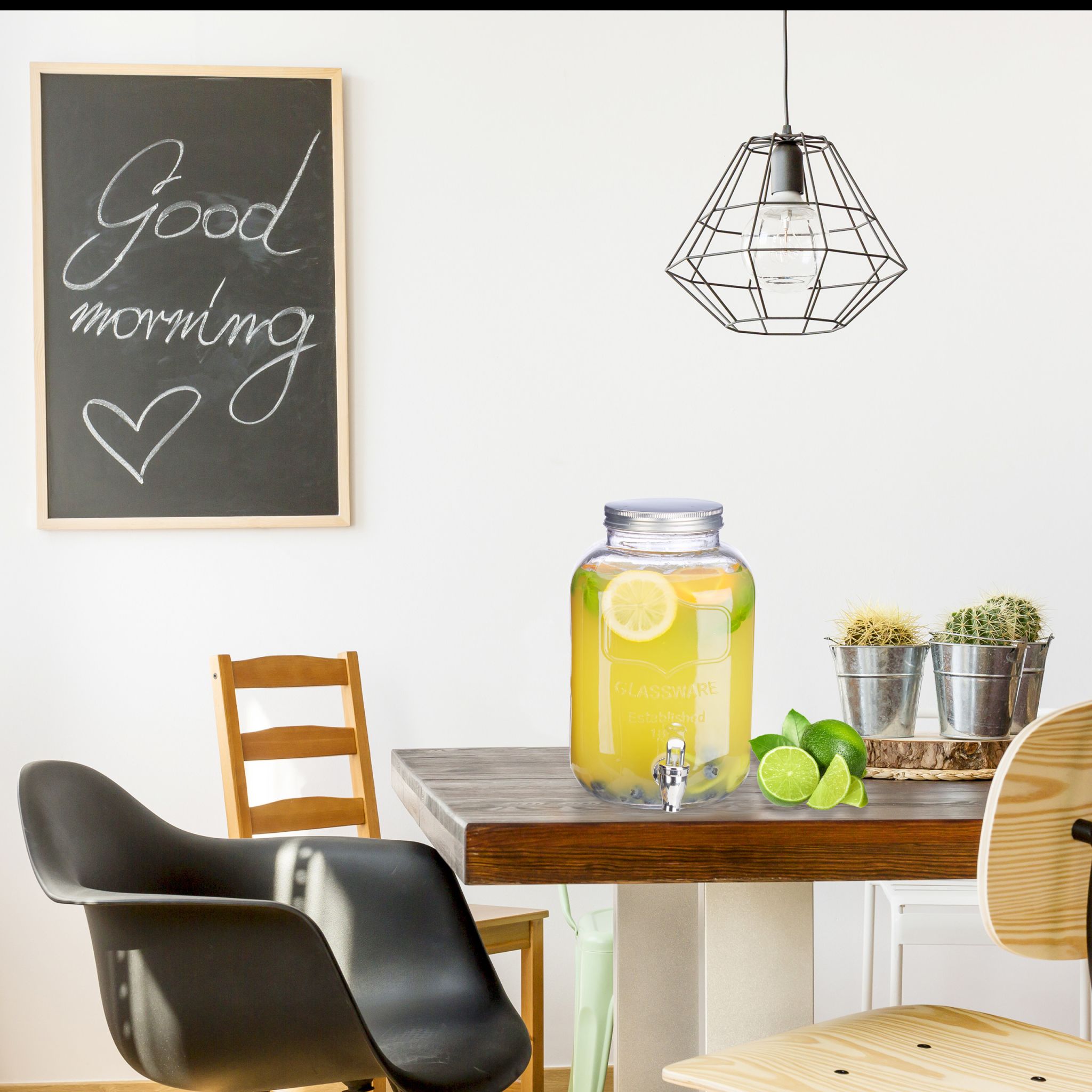 Getränkespender 5L Silber-Transparent von Relaxdays