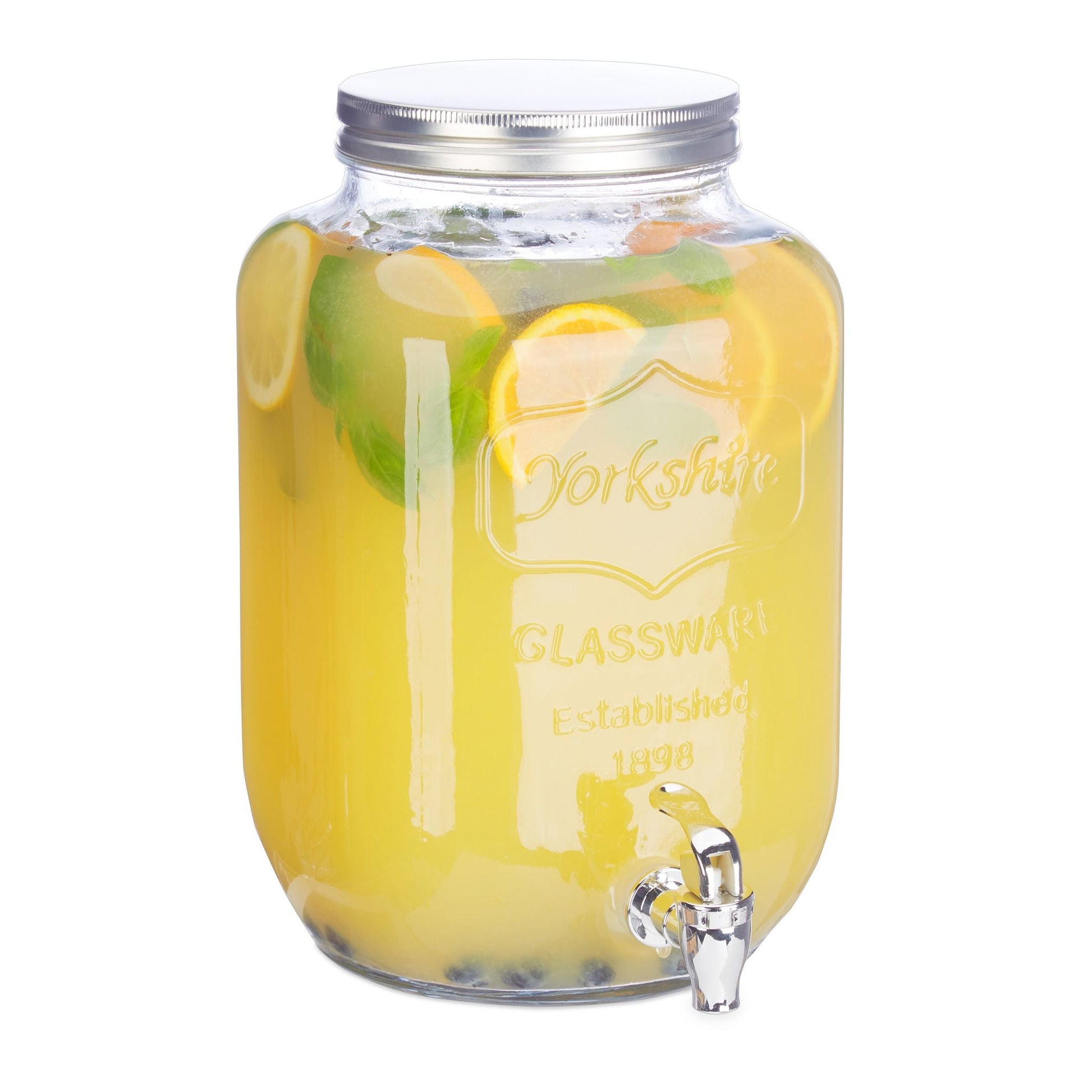 Getränkespender 8L Silber-Transparent von Relaxdays