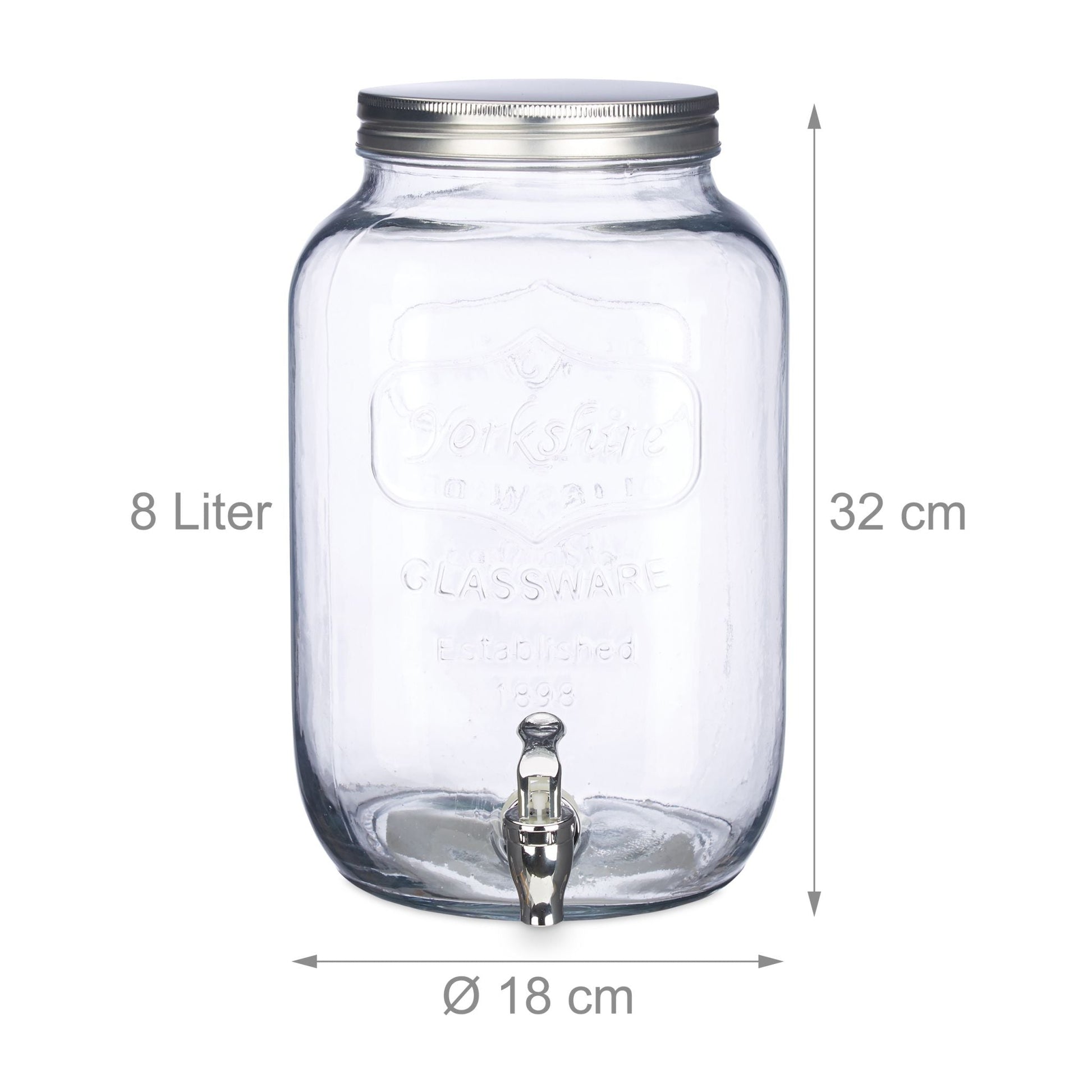 Getränkespender 8L Silber-Transparent von Relaxdays