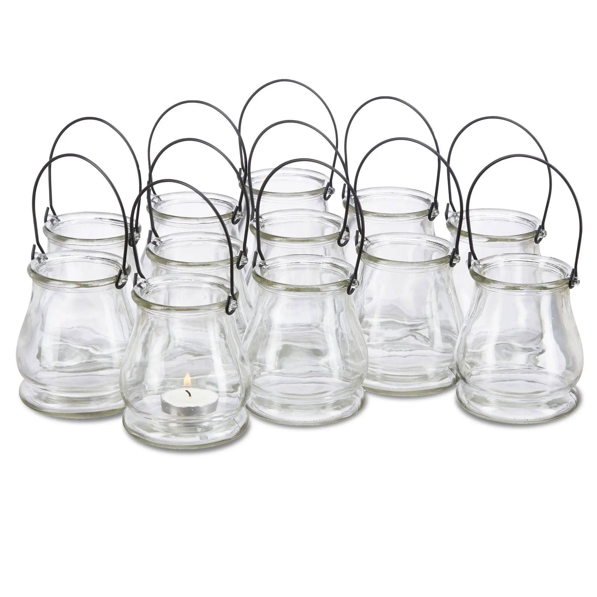 Windlicht Glas 12er-Set Schwarz-Transparent von Relaxdays