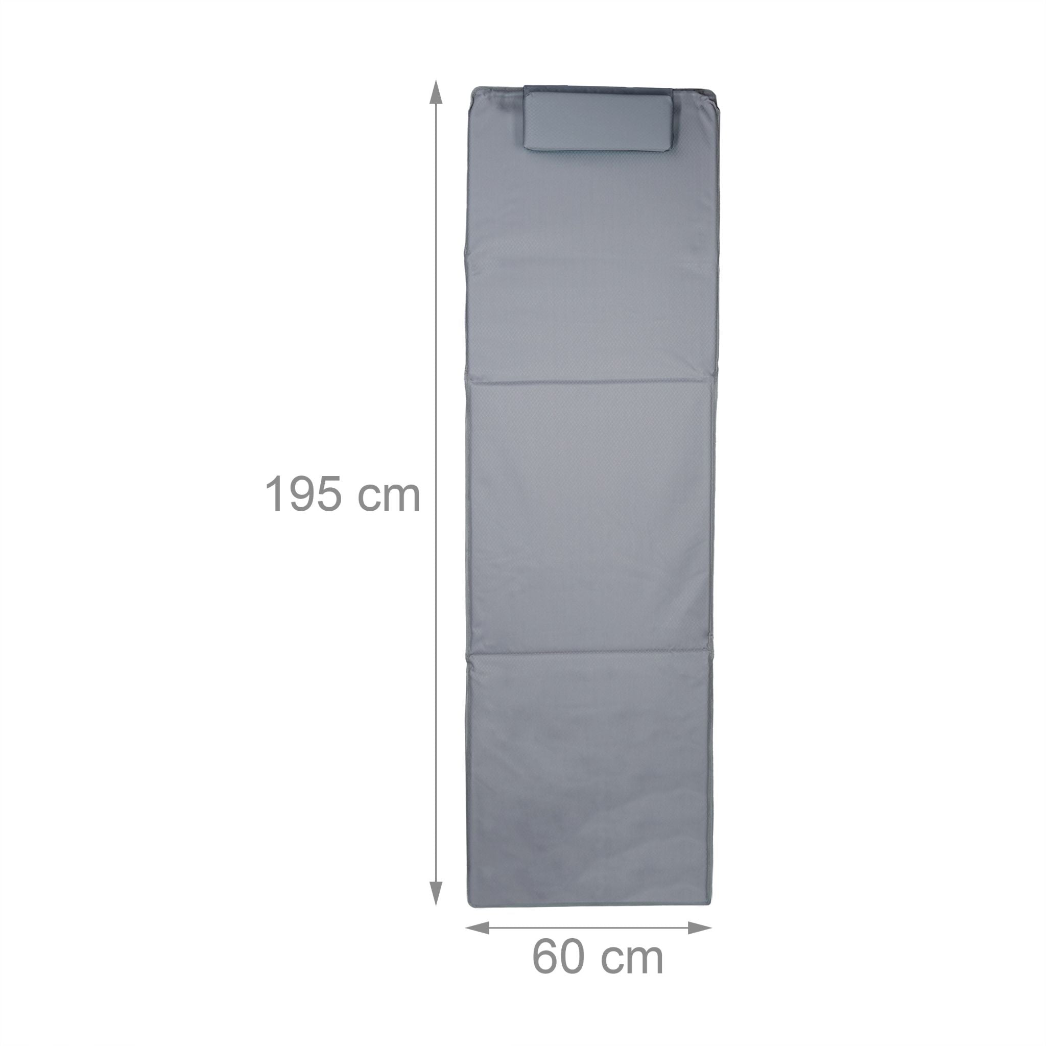 Strandmatte XXL mit Kopfkissen Schwarz-Grau