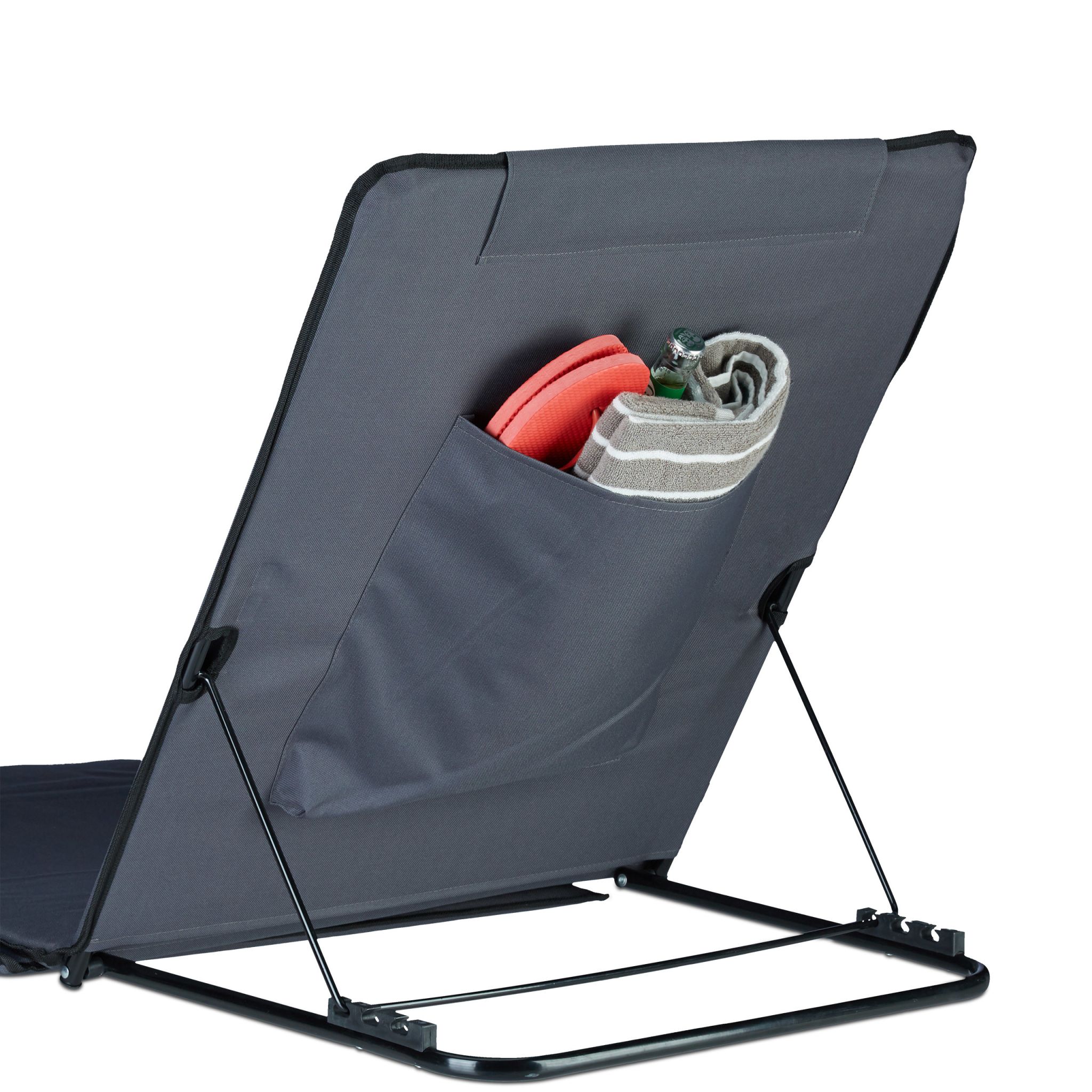 Strandmatte XXL mit Kopfkissen Anthrazit-Schwarz