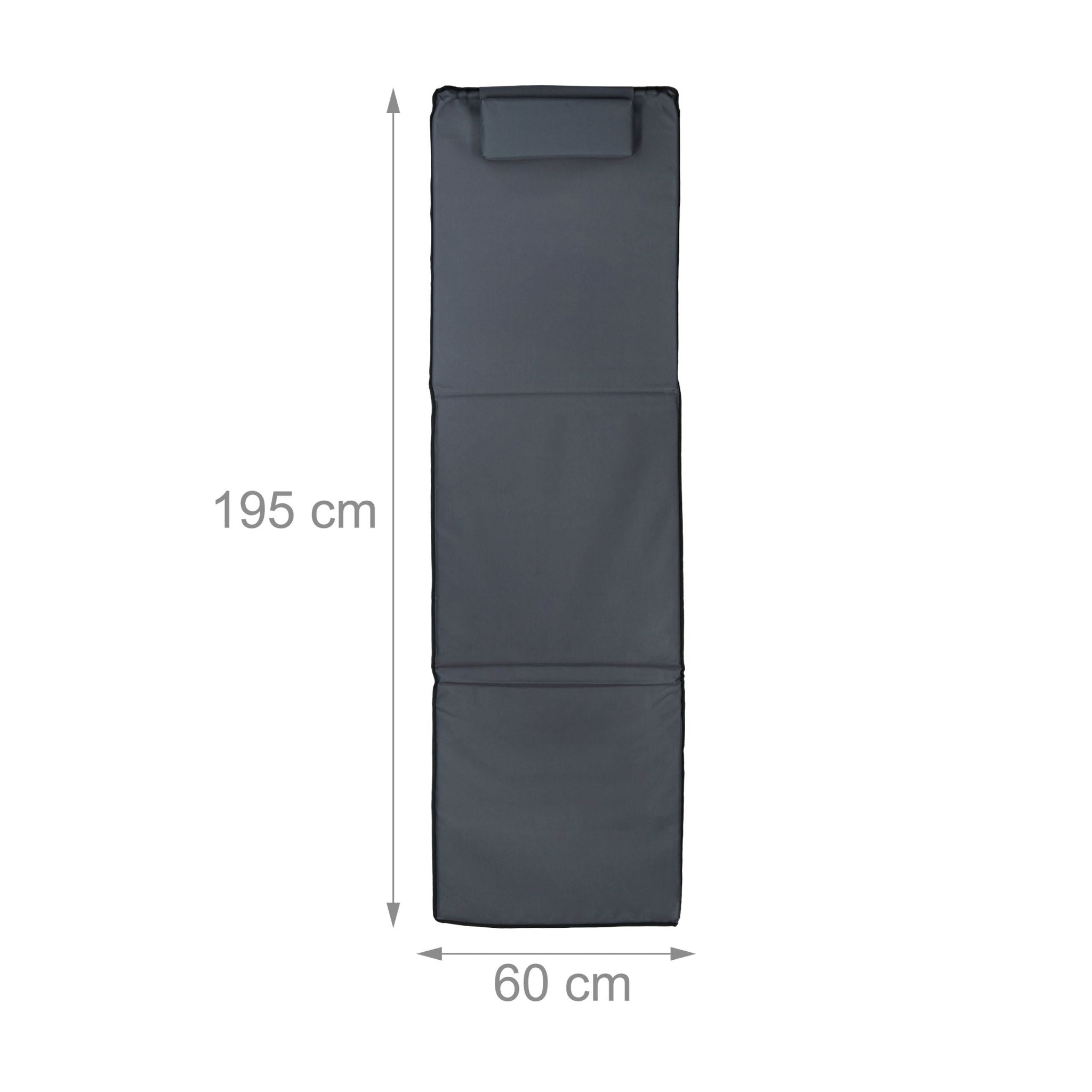 Strandmatte XXL mit Kopfkissen Anthrazit-Schwarz