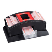 Kartenmischer elektrisch Leder 2 Decks Rot-Schwarz-Transparent