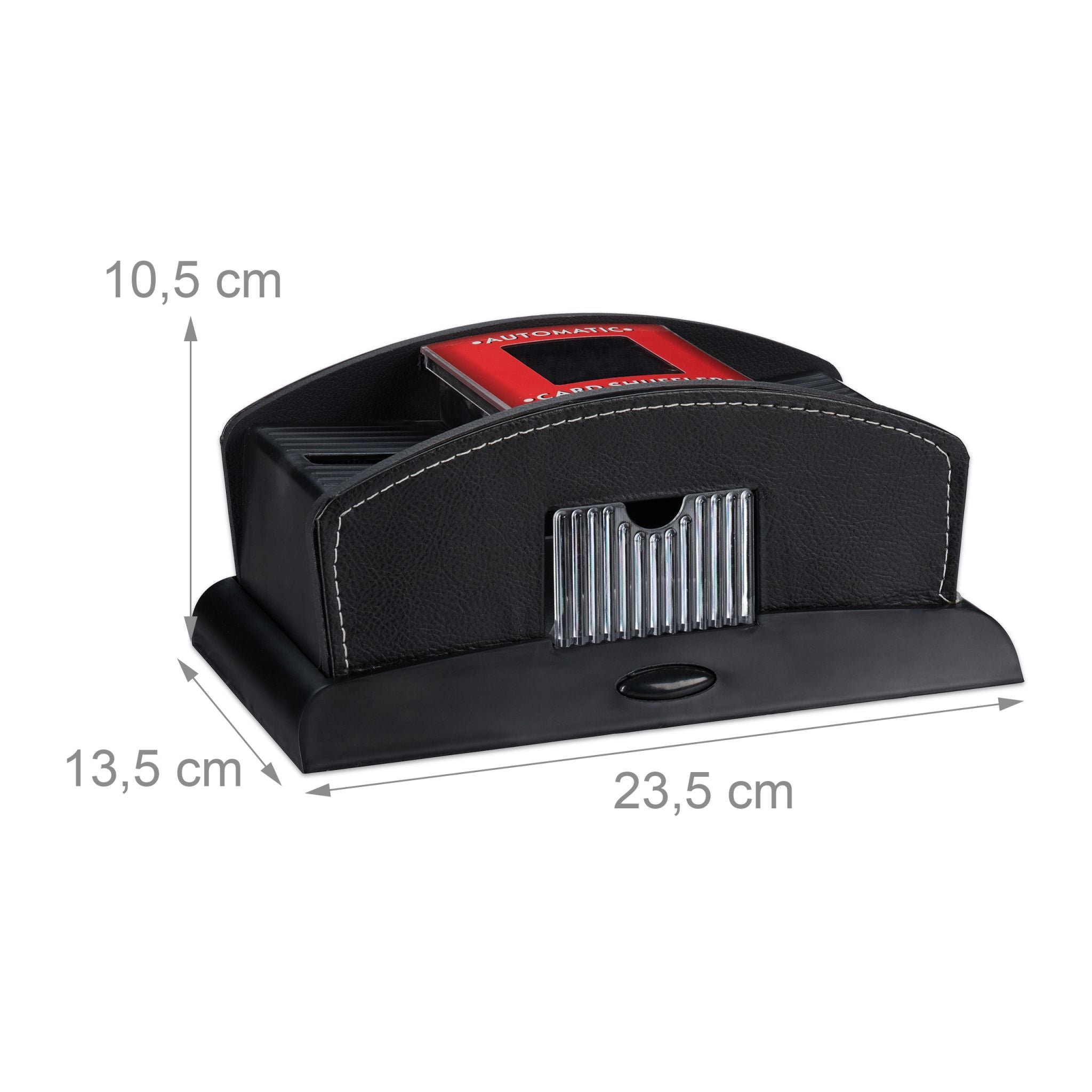 Kartenmischer elektrisch Leder 2 Decks Rot-Schwarz-Transparent