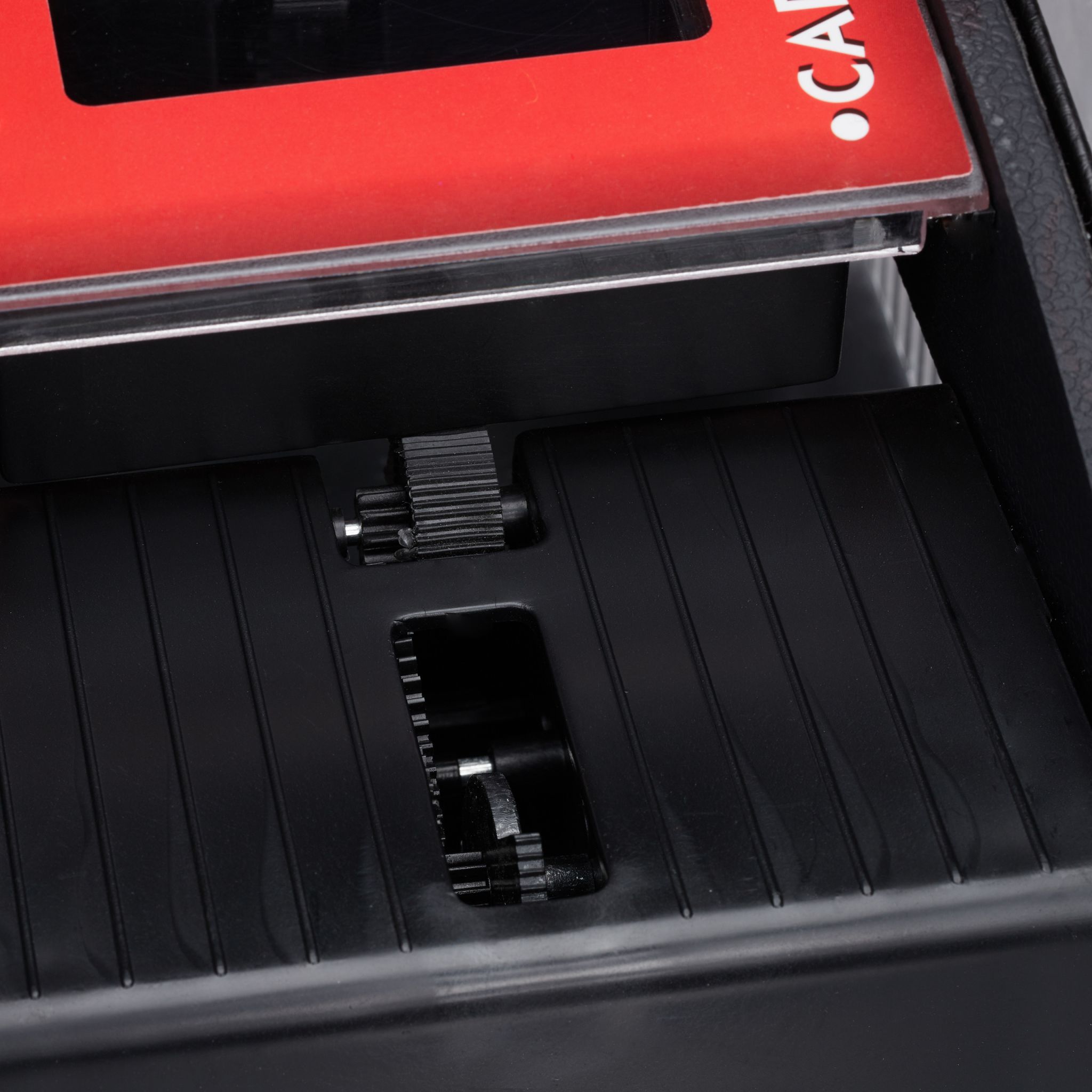 Kartenmischer elektrisch Leder 2 Decks Rot-Schwarz-Transparent