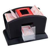 Kartenmischer Elektrisch Leder 4 Decks Rot-Schwarz-Transparent von Relaxdays