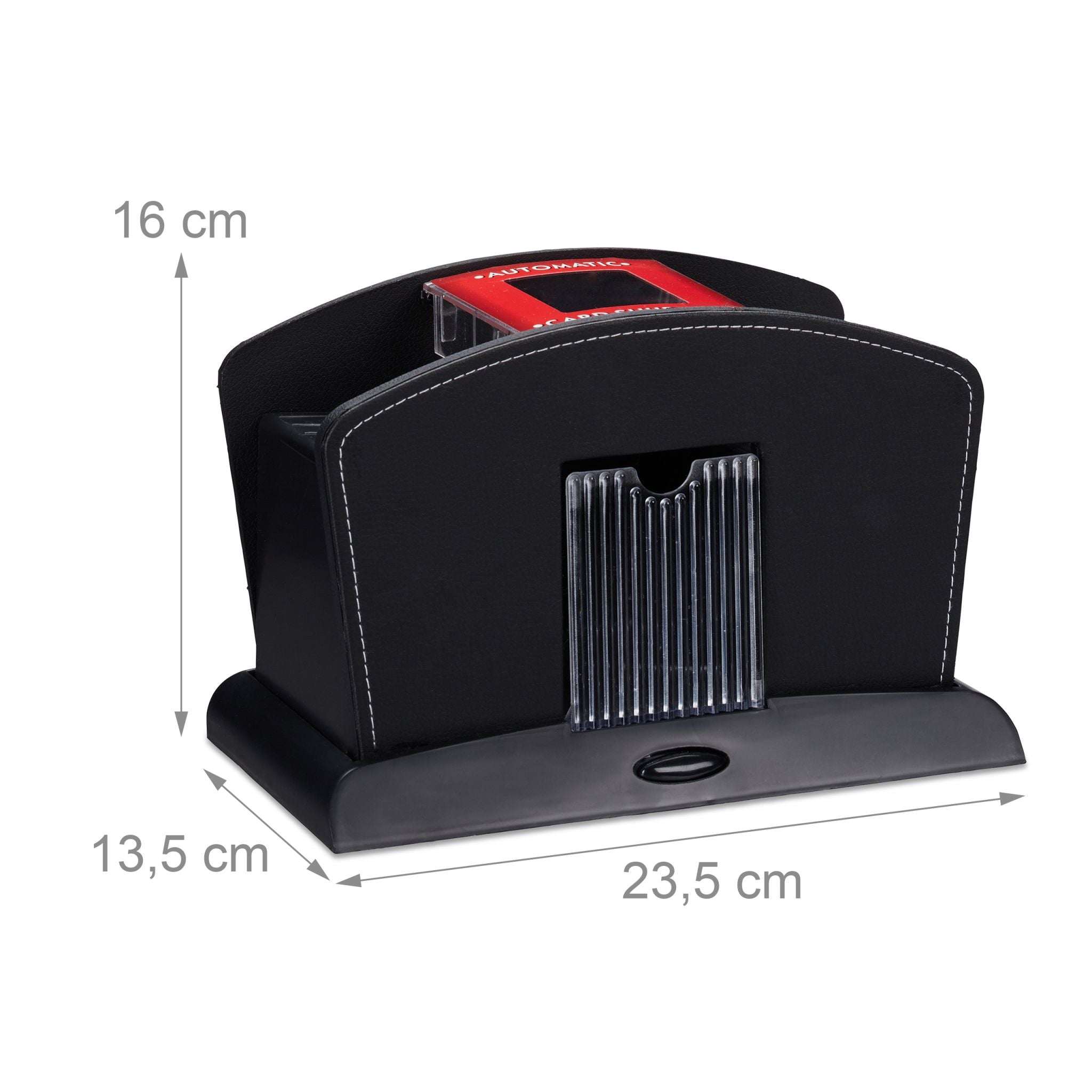 Kartenmischer Elektrisch Leder 4 Decks Rot-Schwarz-Transparent von Relaxdays