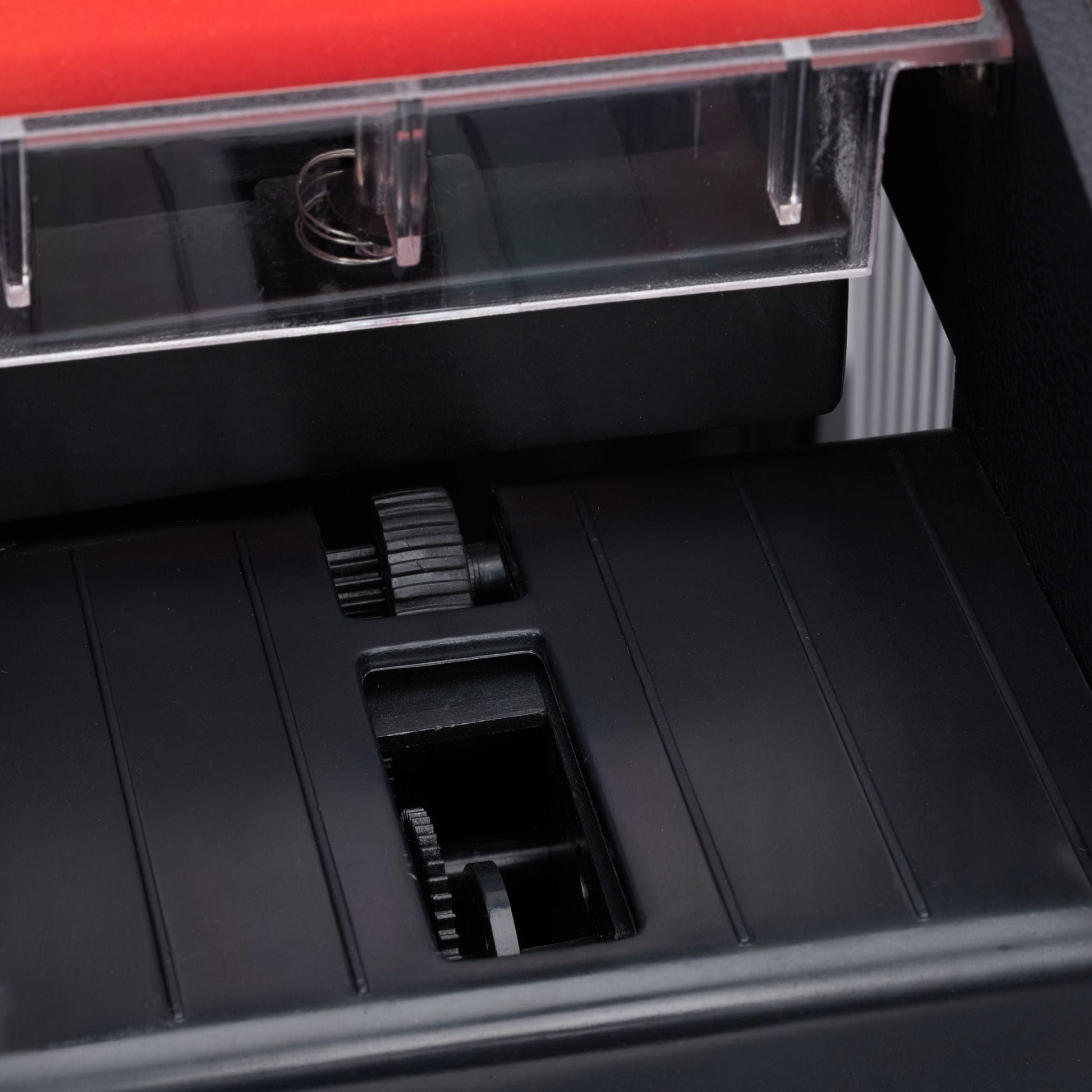 Kartenmischer Elektrisch Leder 4 Decks Rot-Schwarz-Transparent von Relaxdays