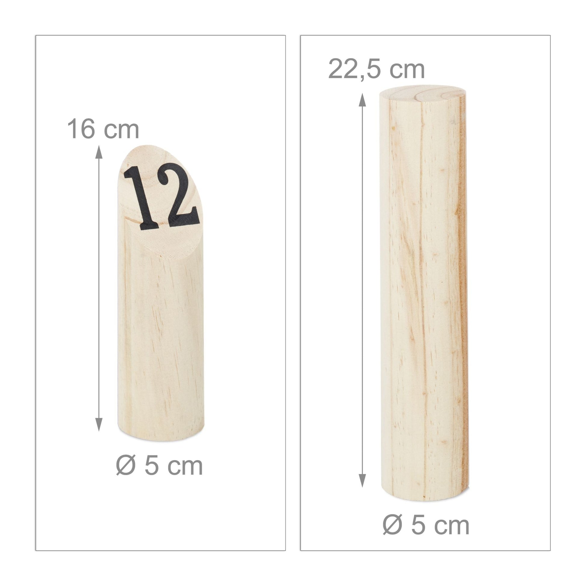 Kubb Wikingerspiel mit Tasche Hellbraun-Schwarz von Relaxdays