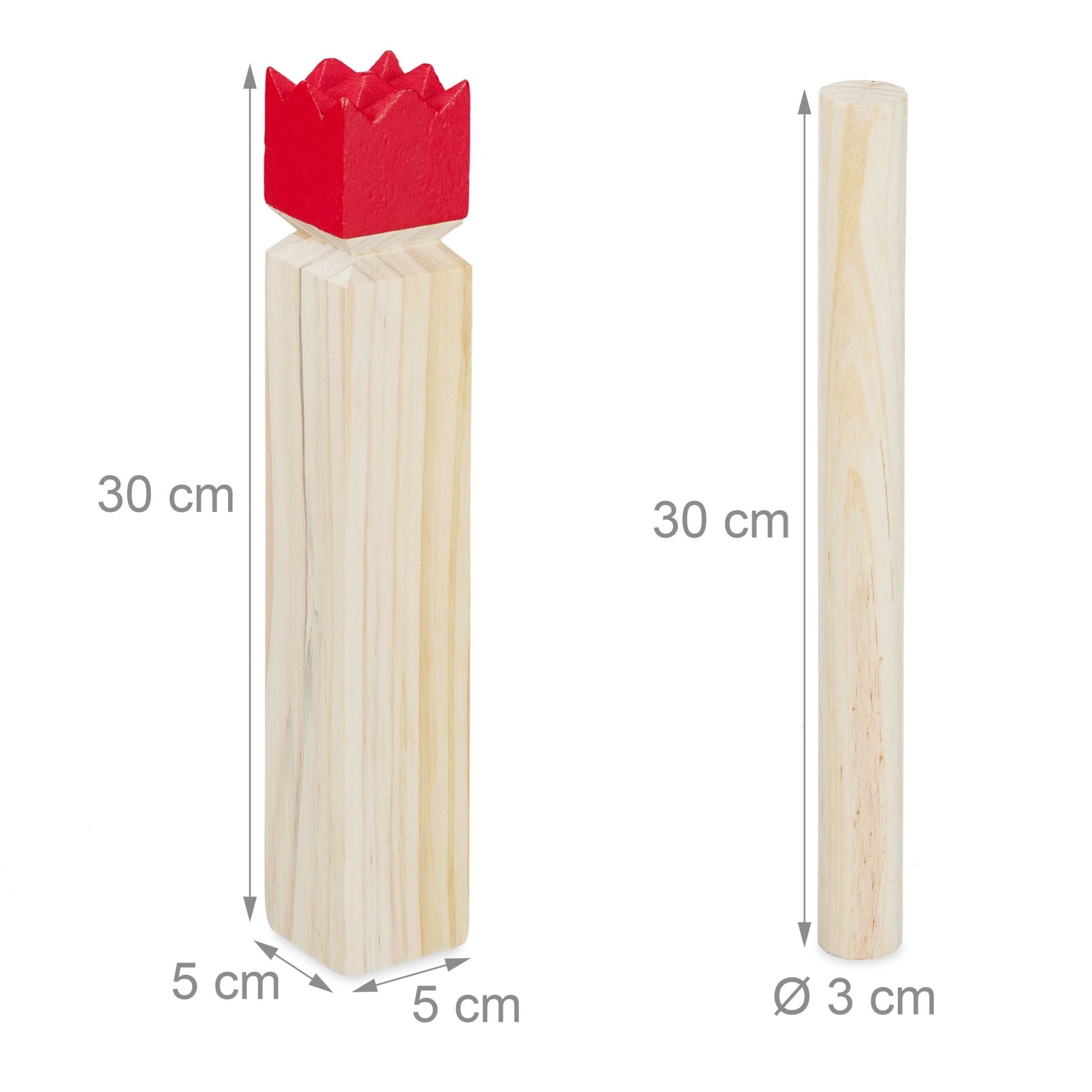 Kubb Wikingerspiel Hellbraun-Rot von Relaxdays