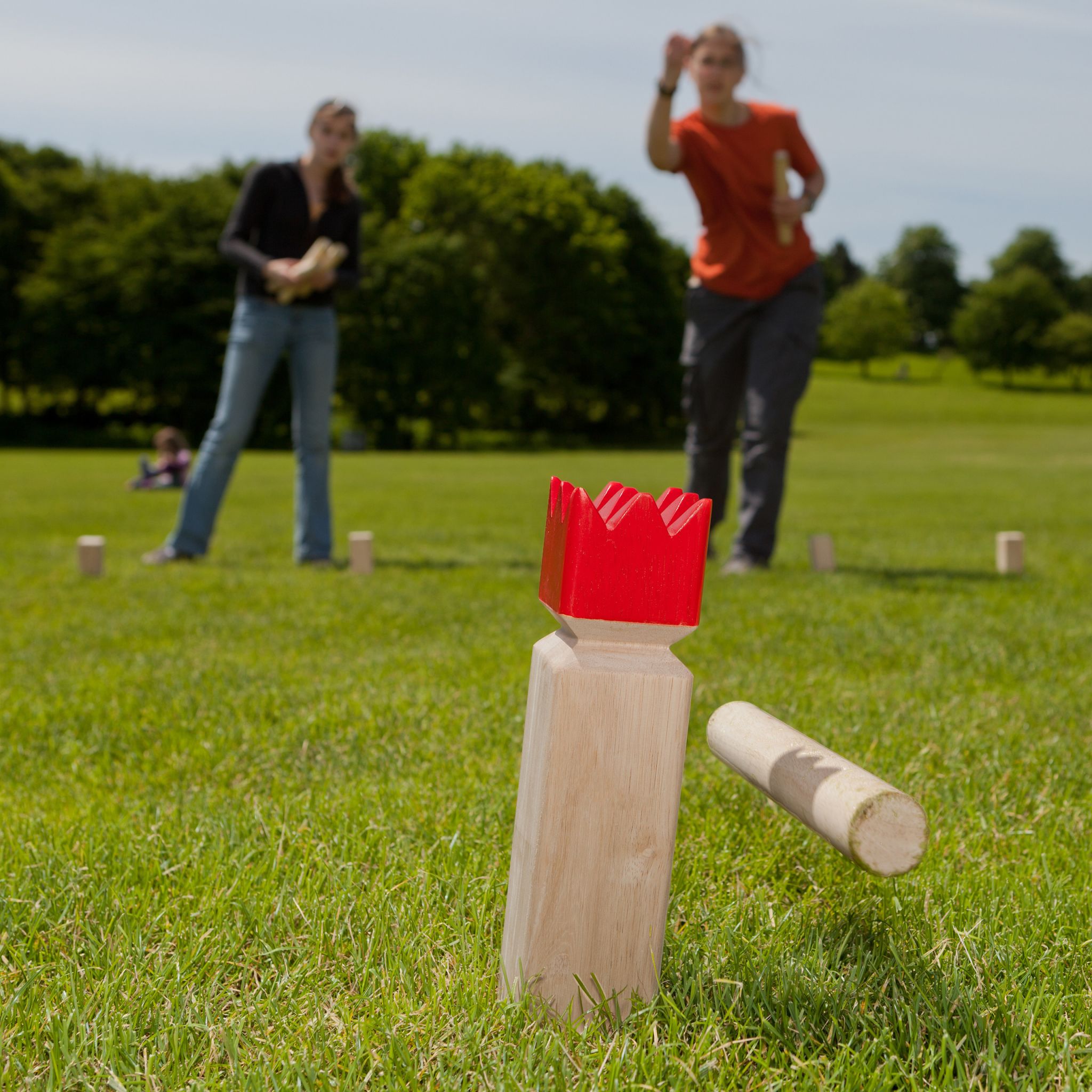 Kubb Wikingerspiel Hellbraun-Rot von Relaxdays