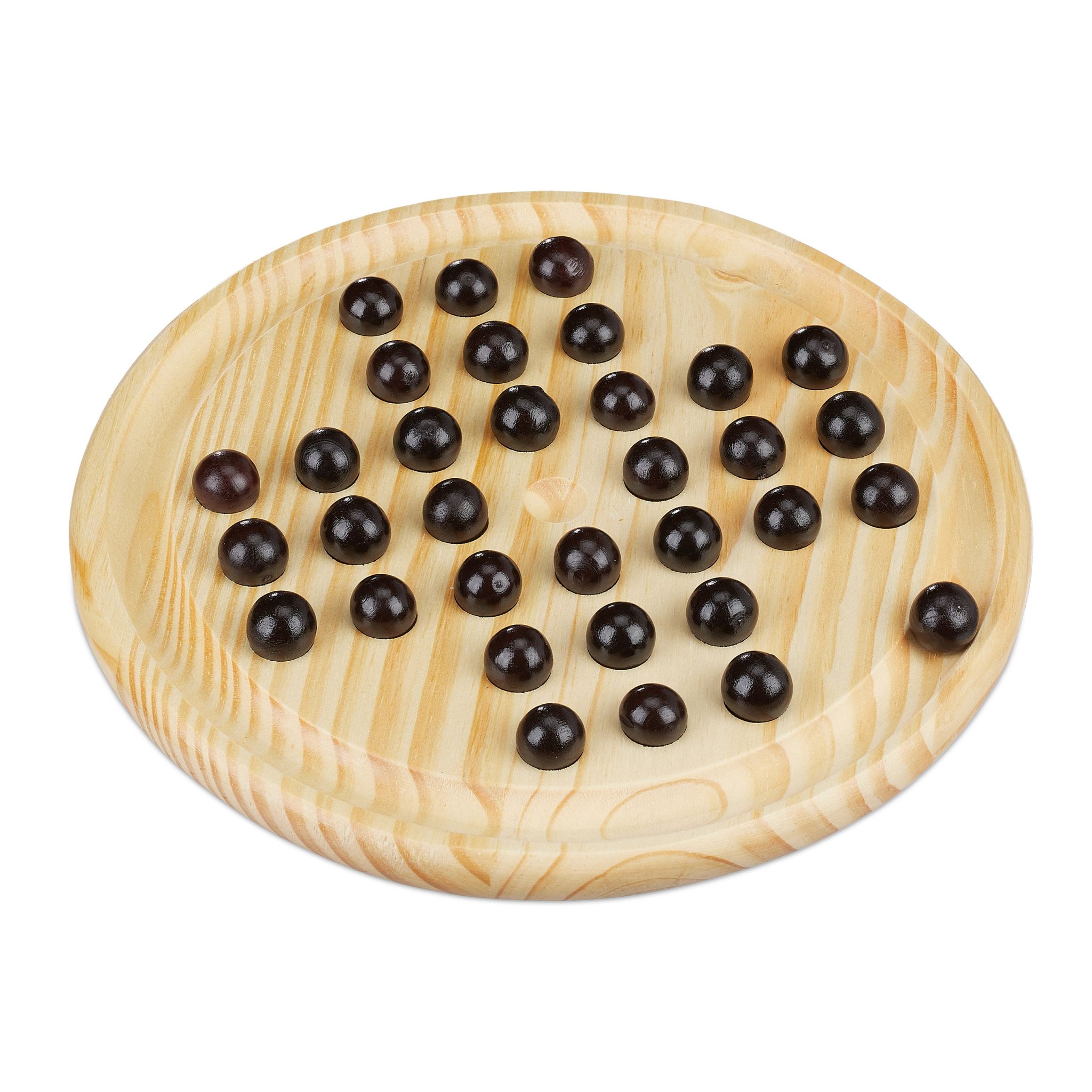 Holz Solitaire Spiel Hellbraun-Schwarz von Relaxdays