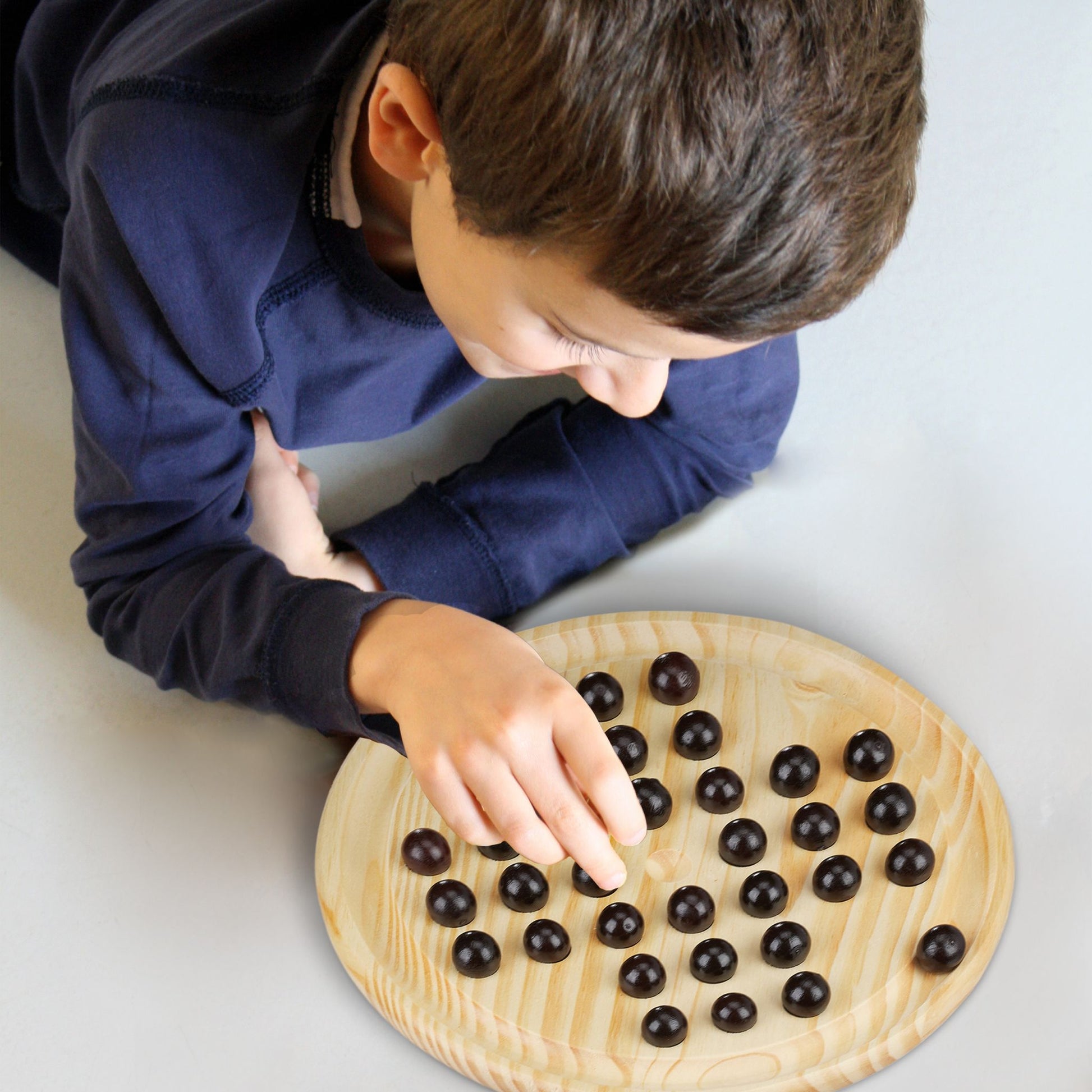 Holz Solitaire Spiel Hellbraun-Schwarz von Relaxdays