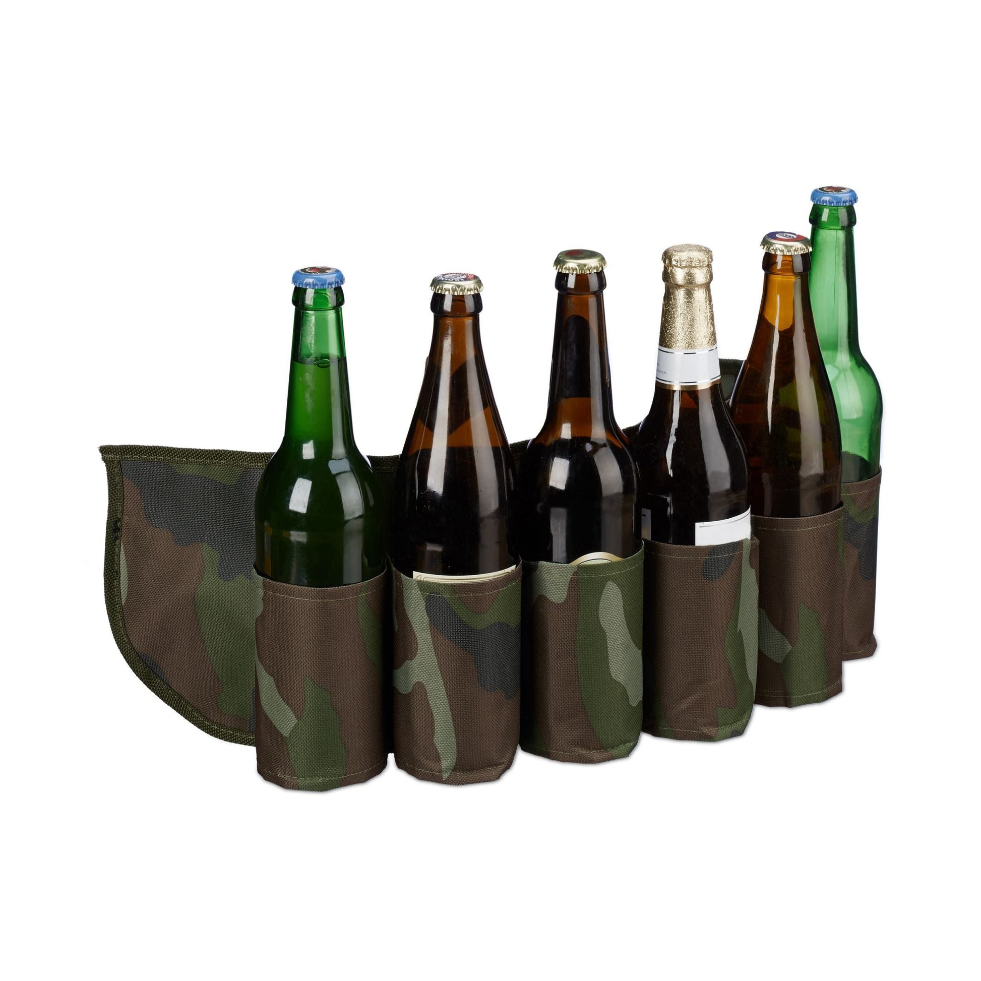 Biergürtel für 6 Dosen & Flaschen Dunkelbraun-Schwarz von Relaxdays