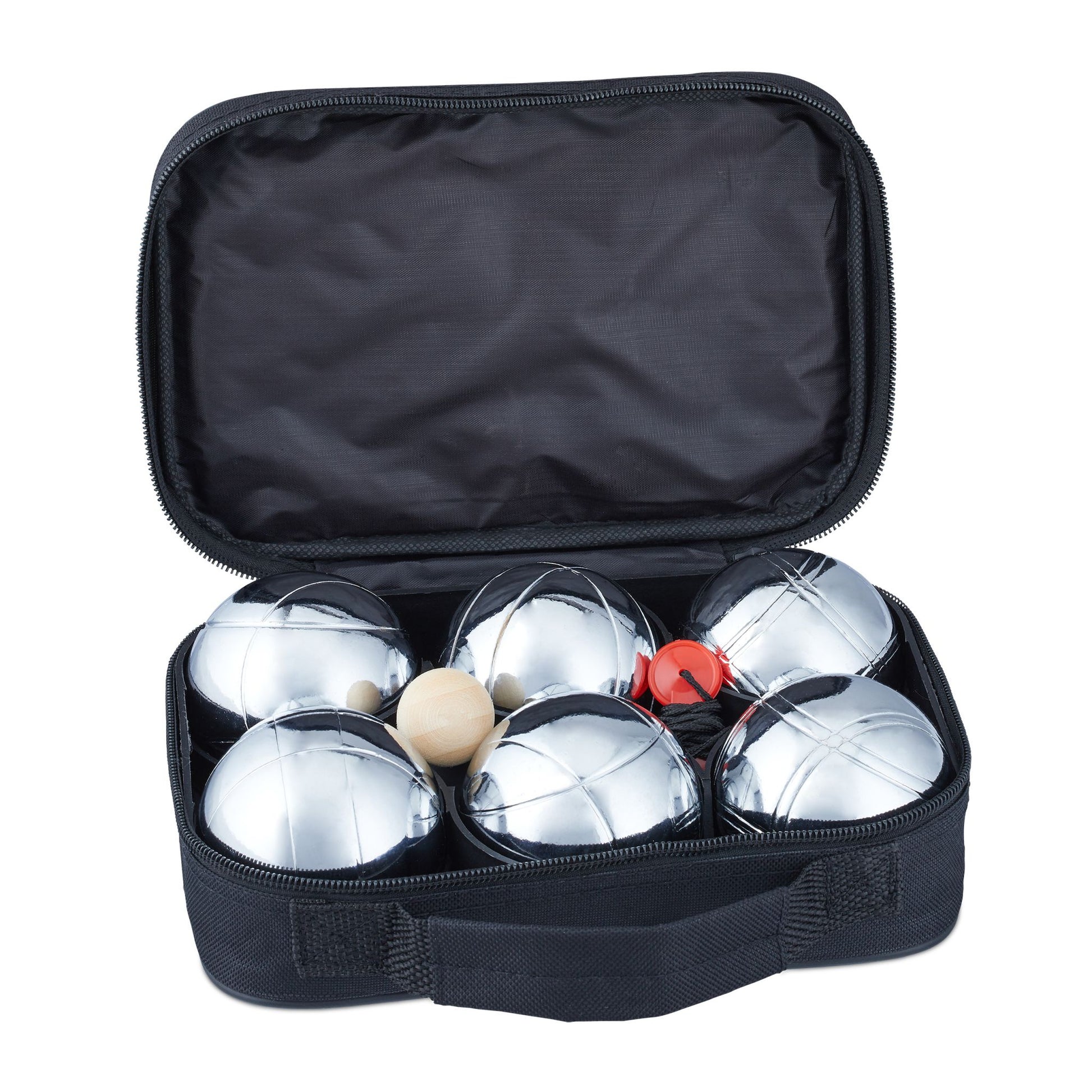 Boule Set mit 6 Kugeln Hellbraun-Schwarz-Silber von Relaxdays