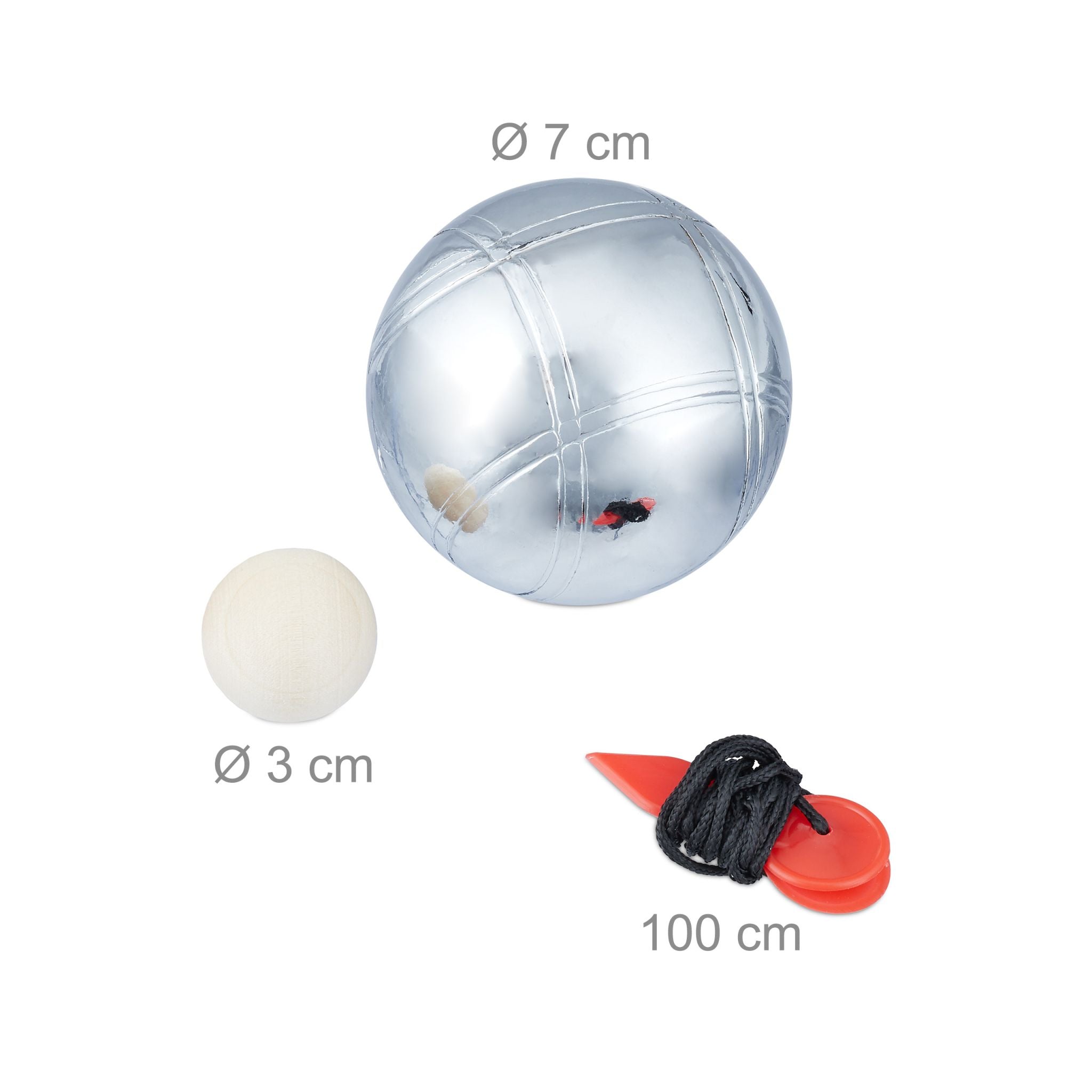 Boule Set mit 6 Kugeln Hellbraun-Schwarz-Silber von Relaxdays