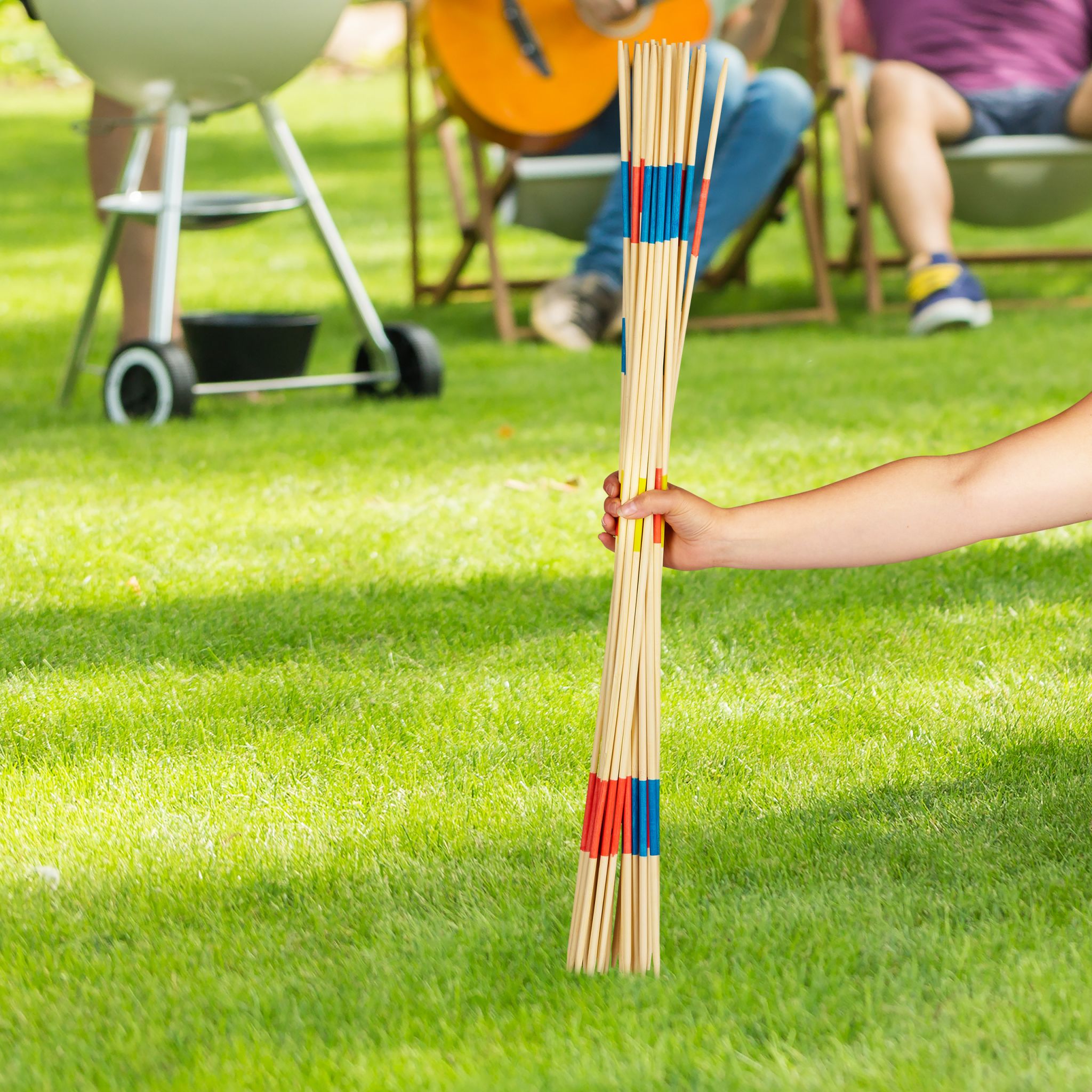 Riesenmikado 90cm Blau-Hellbraun-Rot von Relaxdays