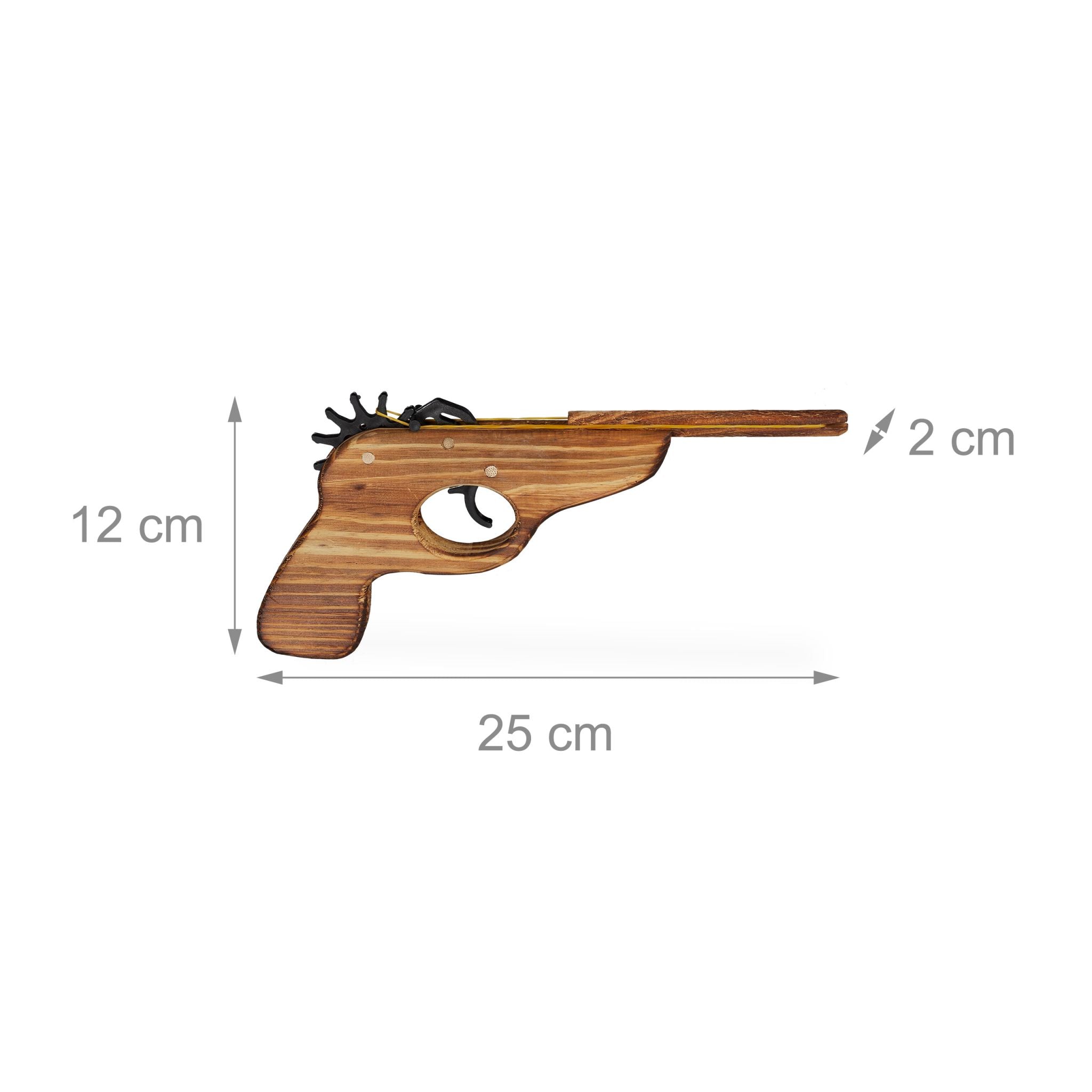 Gummiband Pistole Holz Hellbraun-Schwarz von Relaxdays