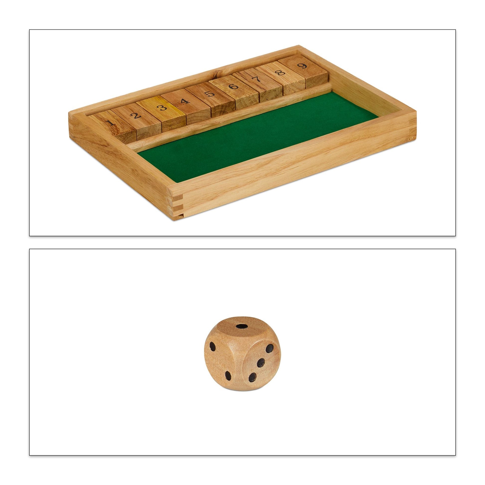 Shut The Box Dunkelgrün-Hellbraun von Relaxdays