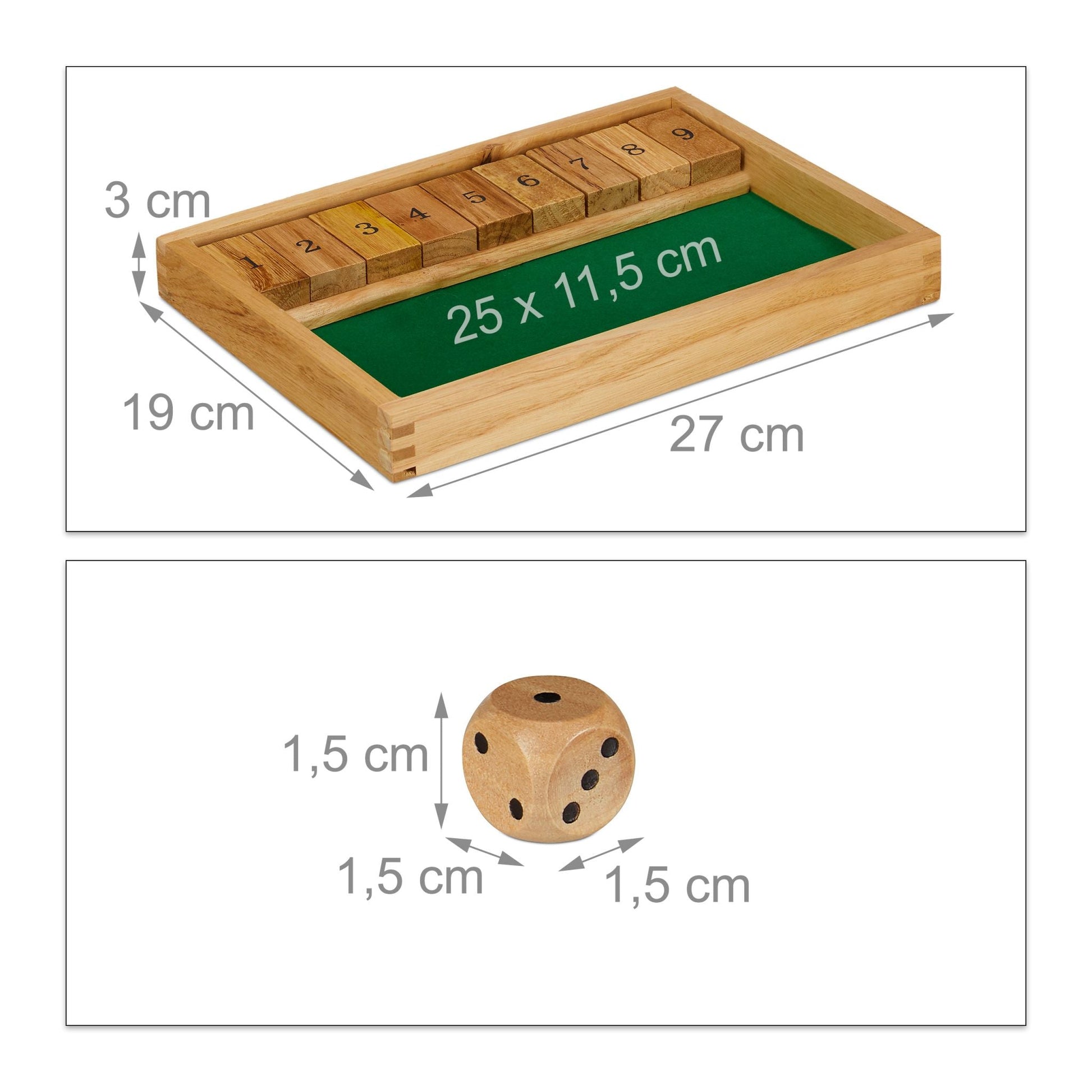 Shut The Box Dunkelgrün-Hellbraun von Relaxdays