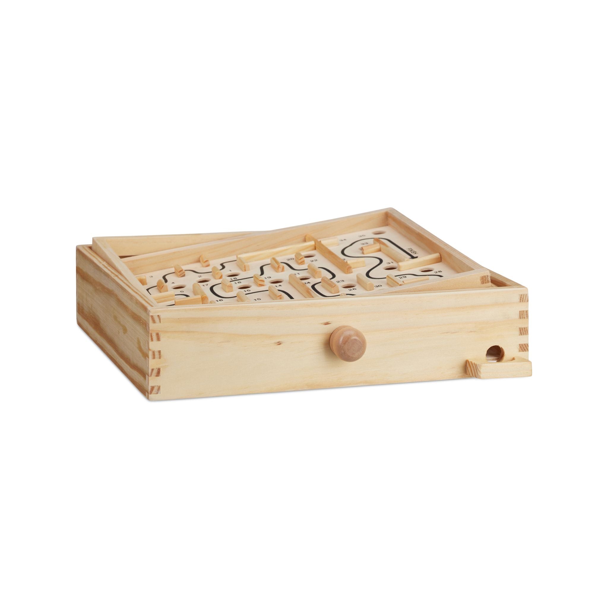 Holz Labyrinth Spiel Hellbraun-Schwarz von Relaxdays