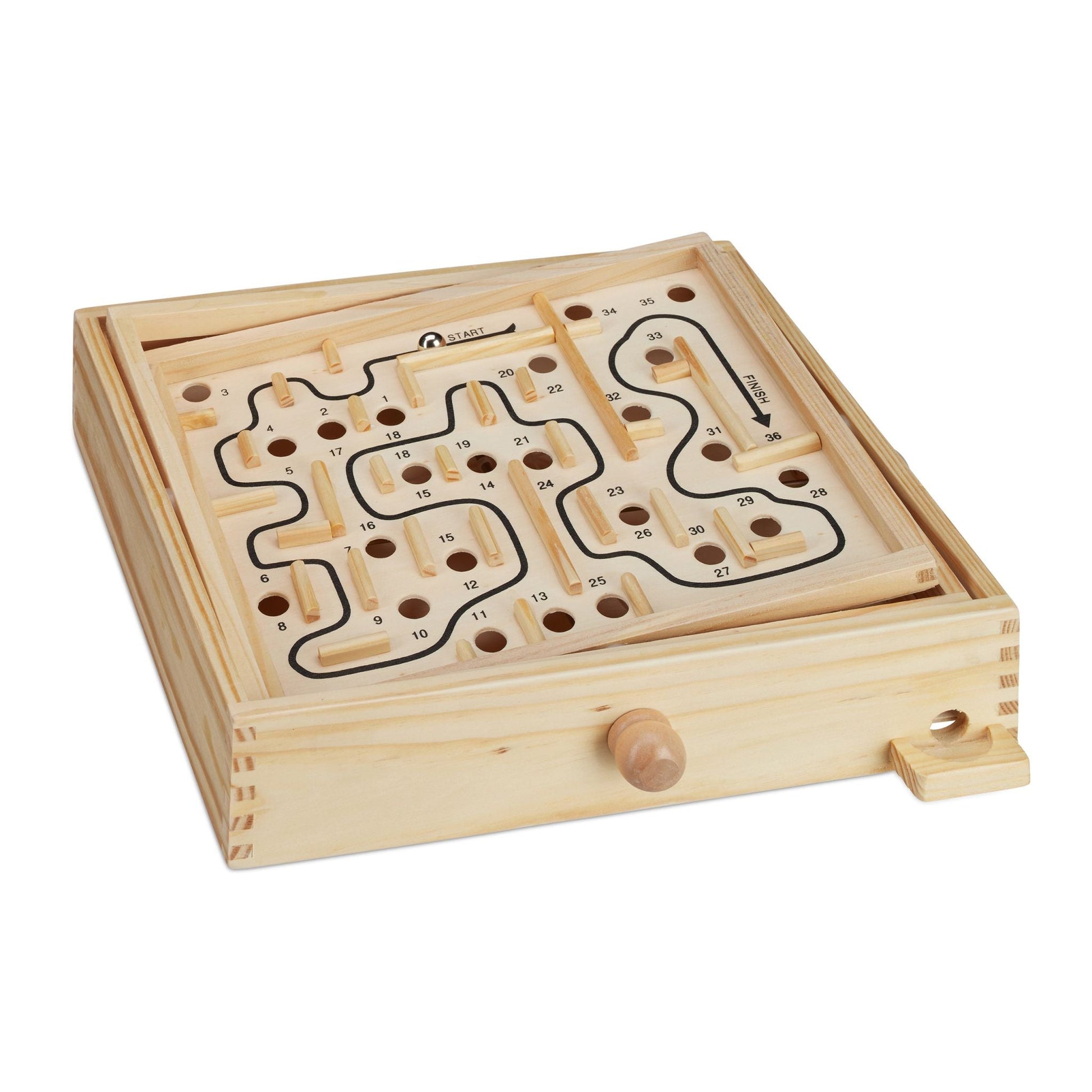 Holz Labyrinth Spiel Hellbraun-Schwarz von Relaxdays