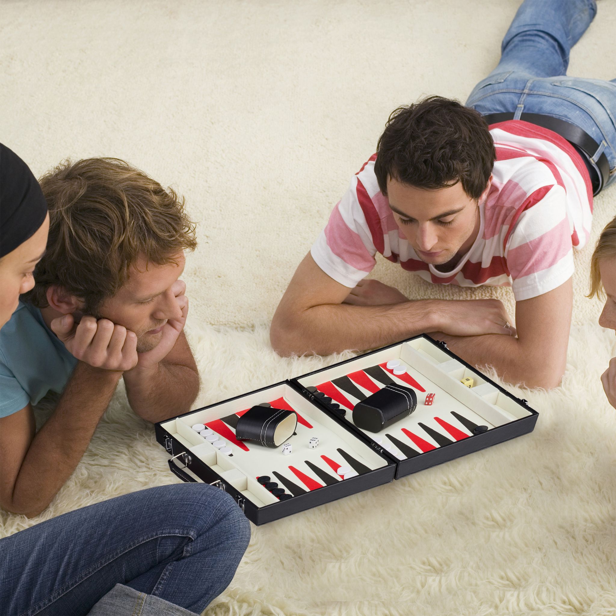 Backgammon Koffer Weiss-Rot-Schwarz von Relaxdays