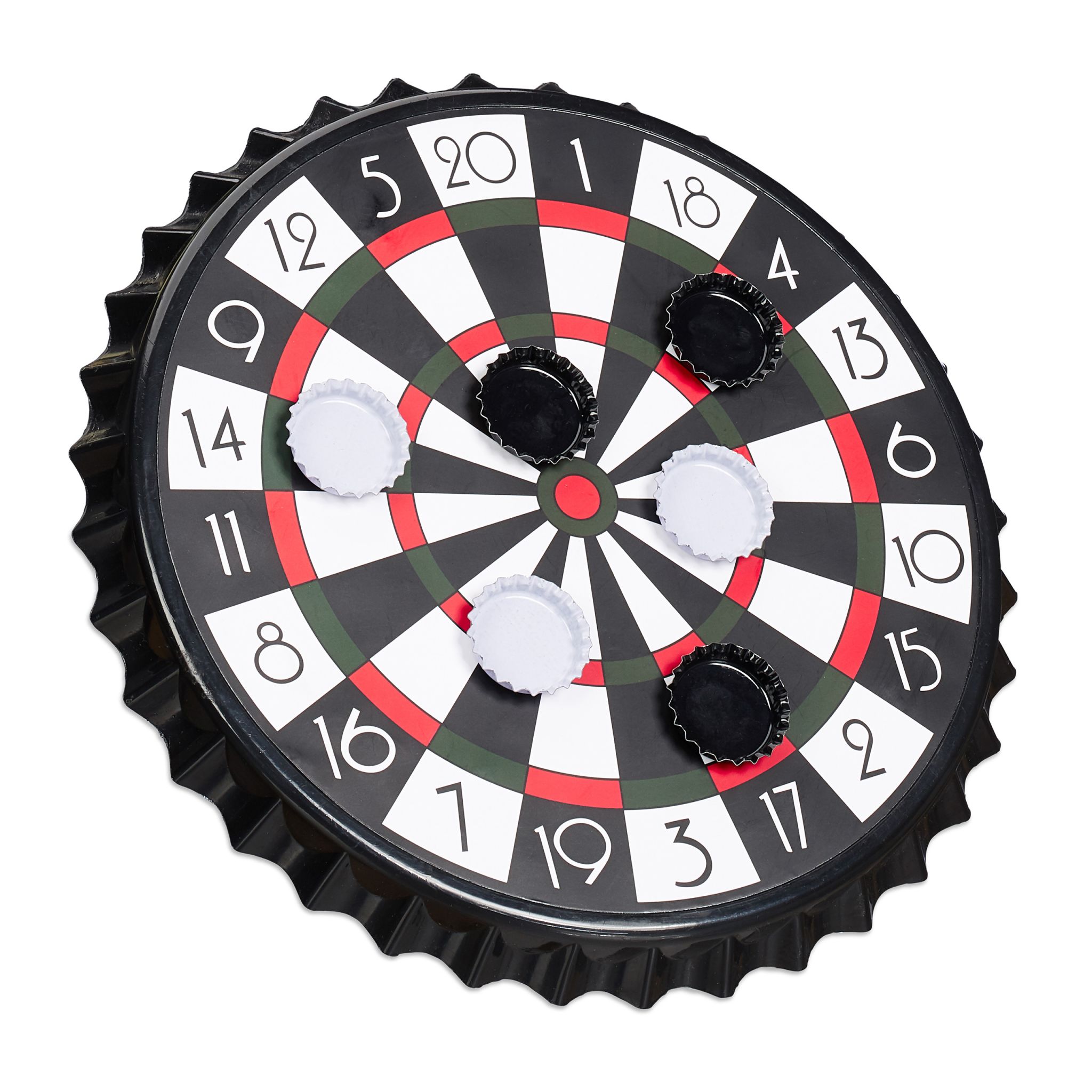 Kronkorken Dartscheibe Weiss-Rot-Schwarz von Relaxdays