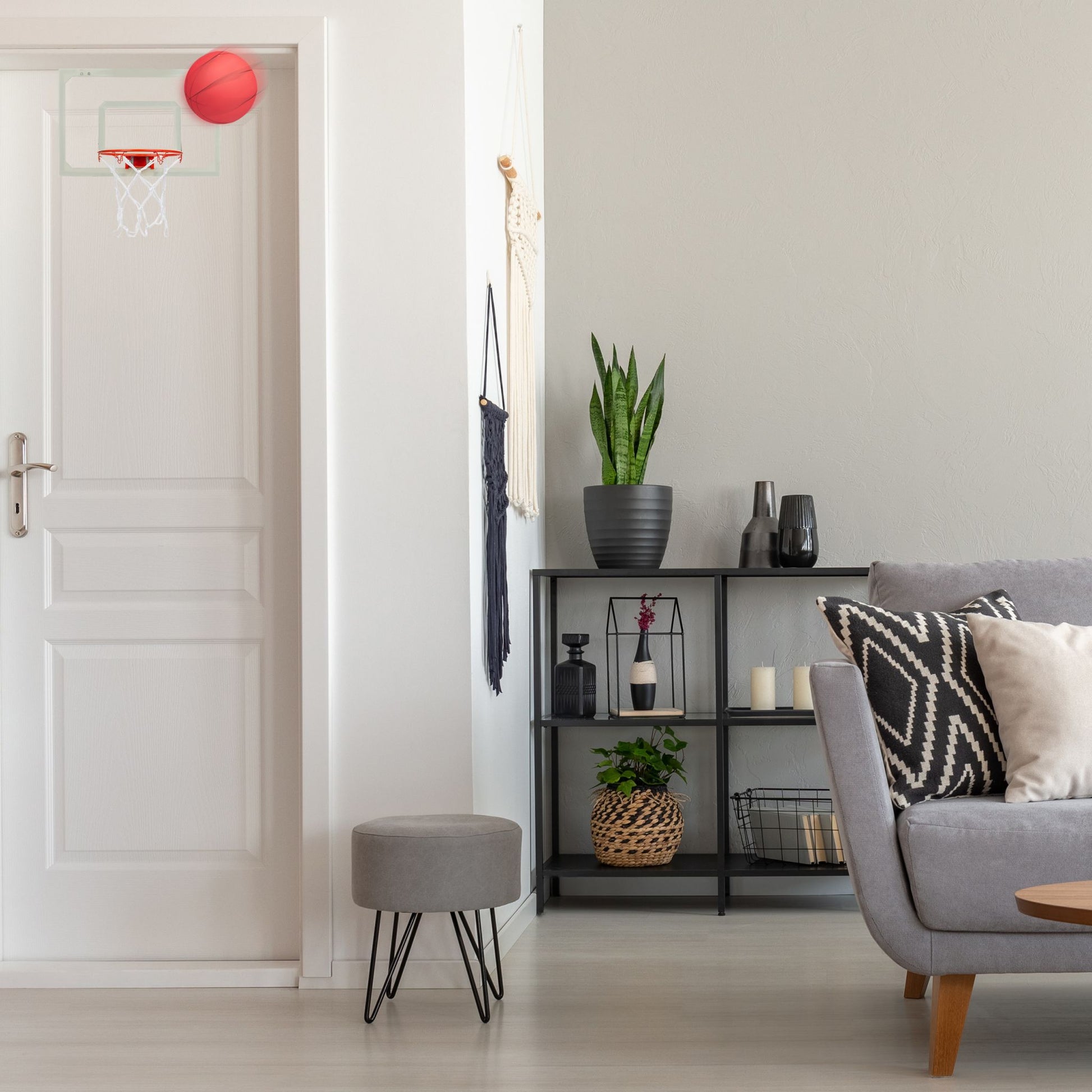 Basketballkorb fürs Zimmer Weiss-Rot von Relaxdays